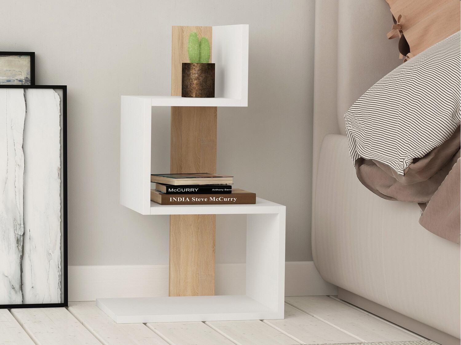 Stranska mizica Kailua 401 (Bela + Hrast)