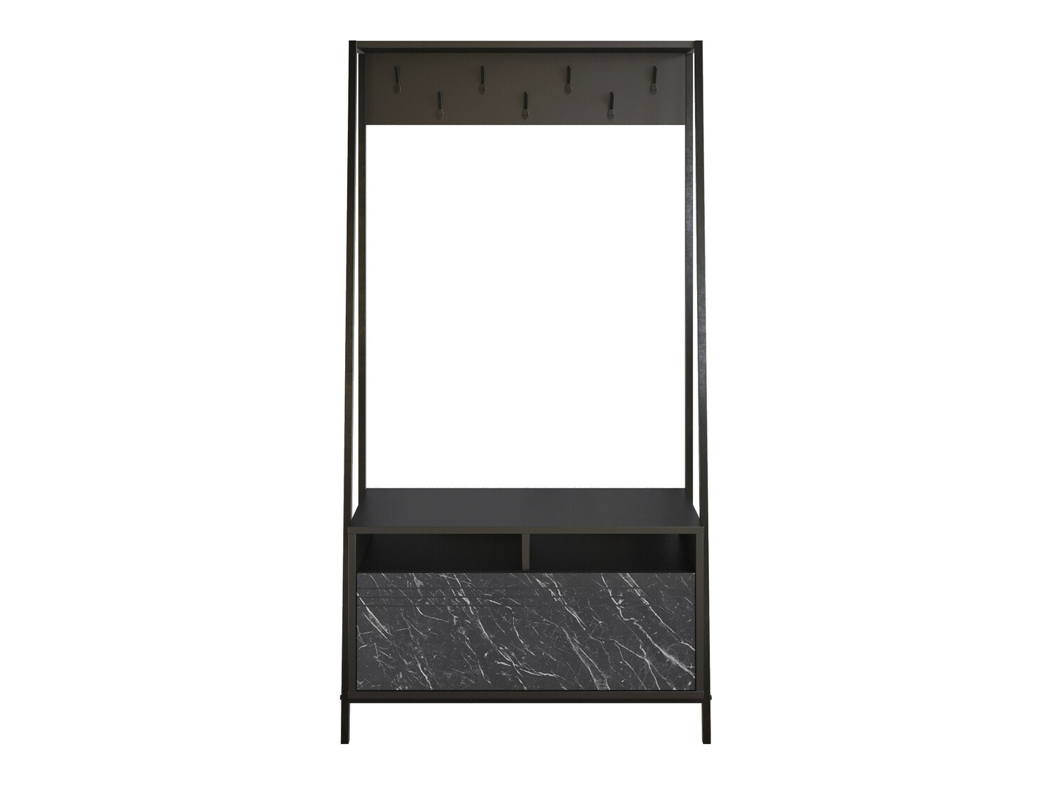 Komplet za predsobo Kailua 462 (Črna + Črni marmor)