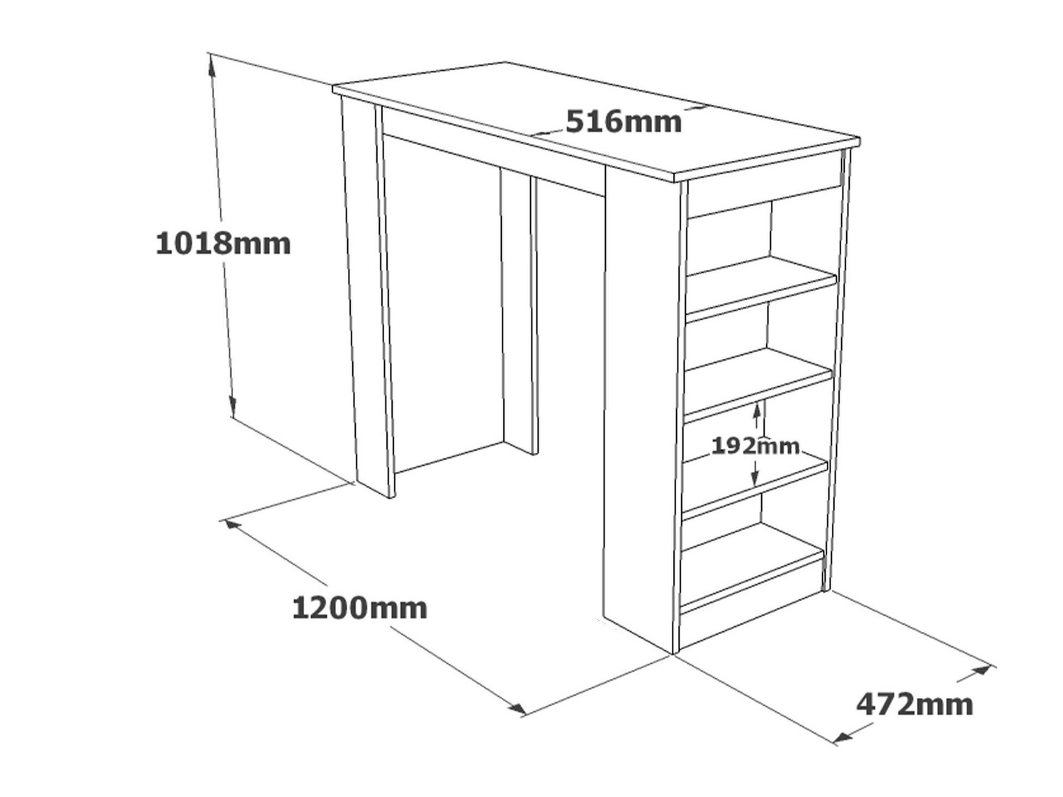 Barska miza Kailua 477 (Bela + Bor)