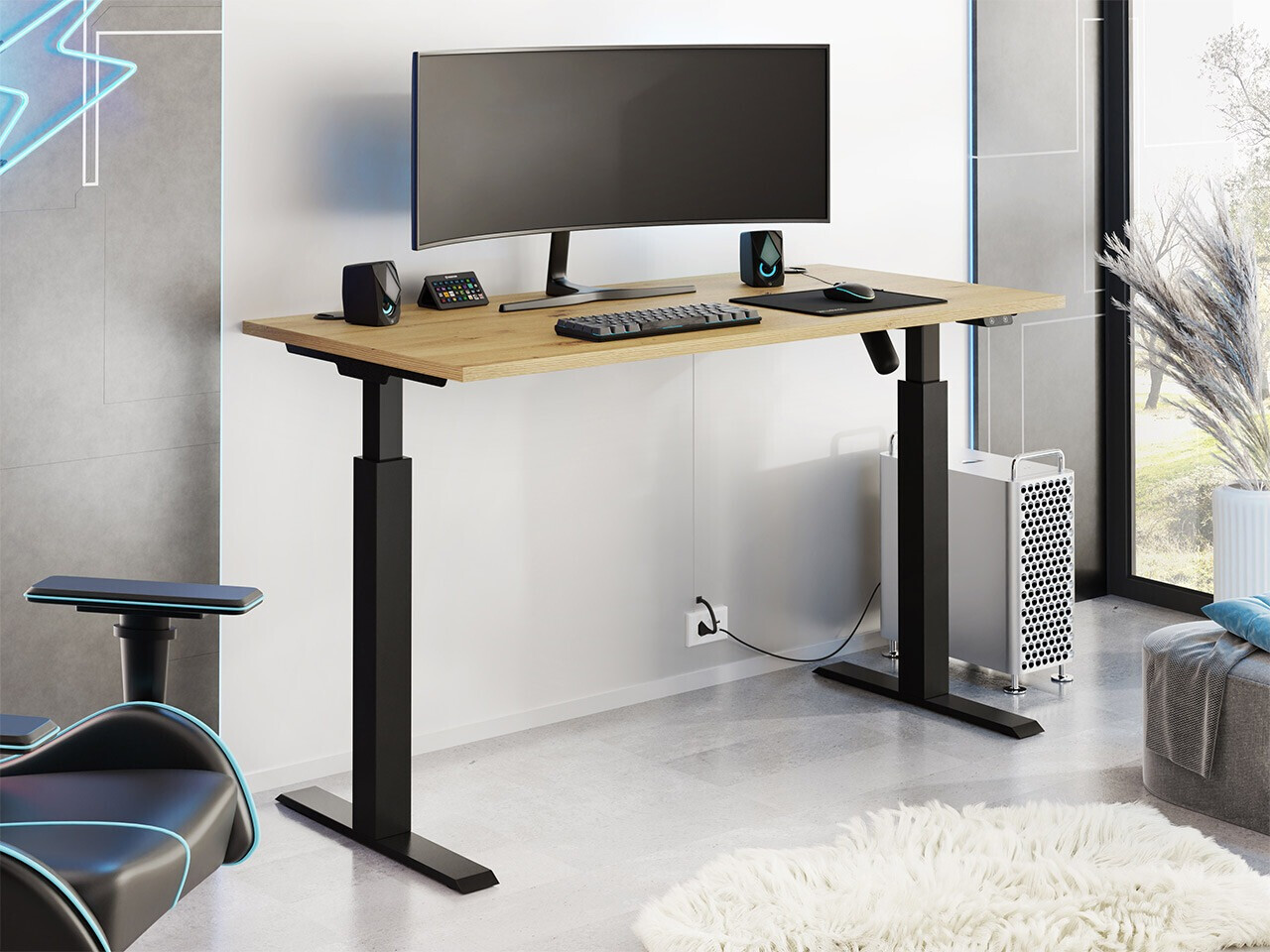 Dvižna pisalna miza Tucson 171 (Artisan hrast + Mat črna)