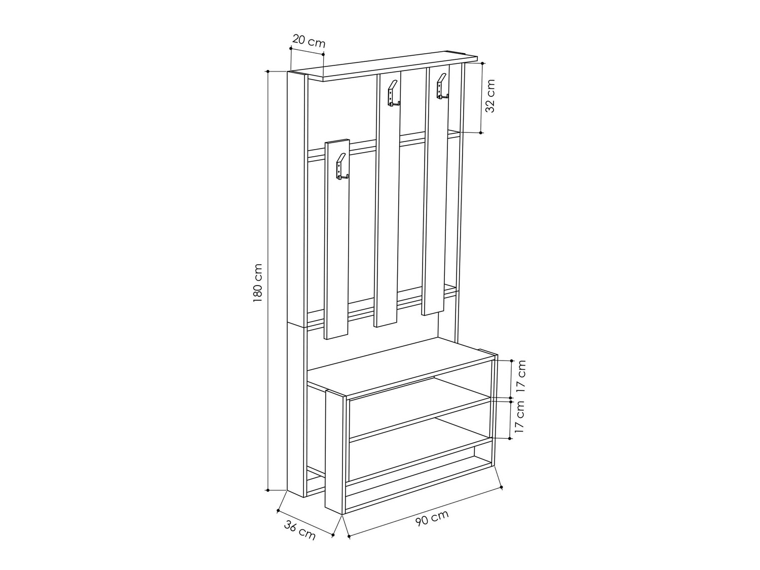 Komplet za predsobo Kailua 537 (Bela + Hrast)