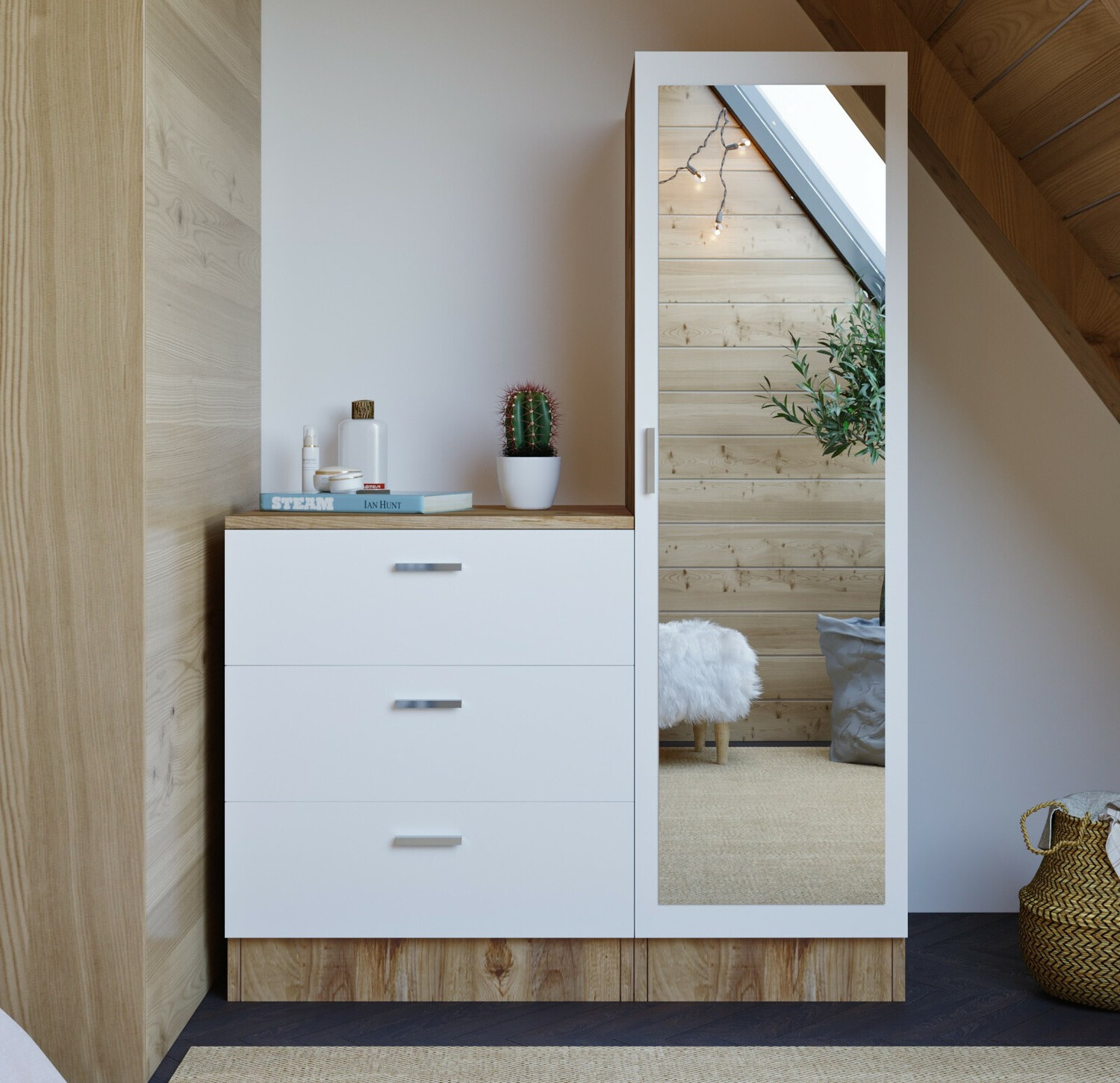 Komplet za predsobo Kailua 558 (Bor + Bela)