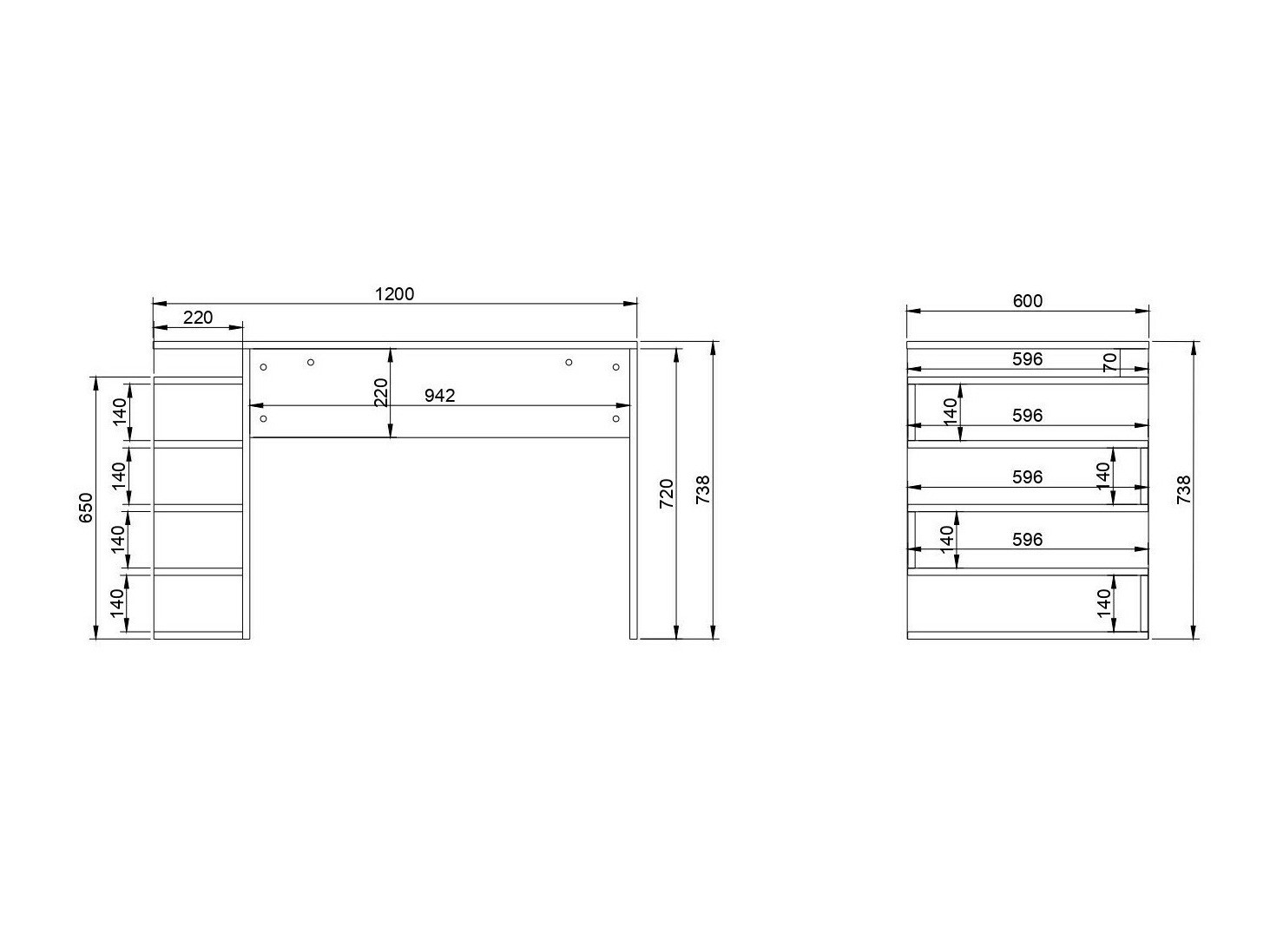 Pisalna miza Kailua 586 (Bela + Oreh)