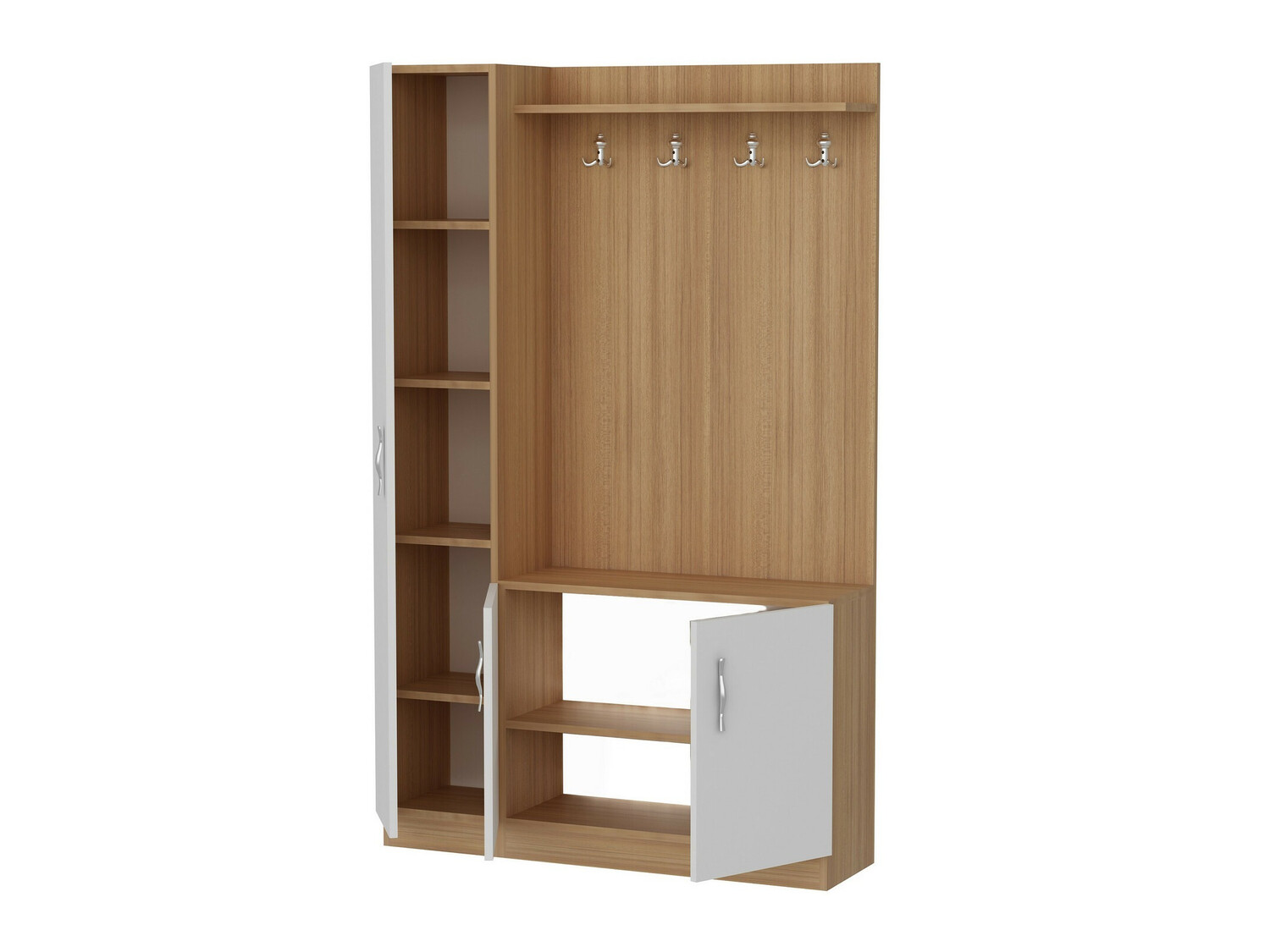 Komplet za predsobo Kailua 595 (Bela + Tikovina)