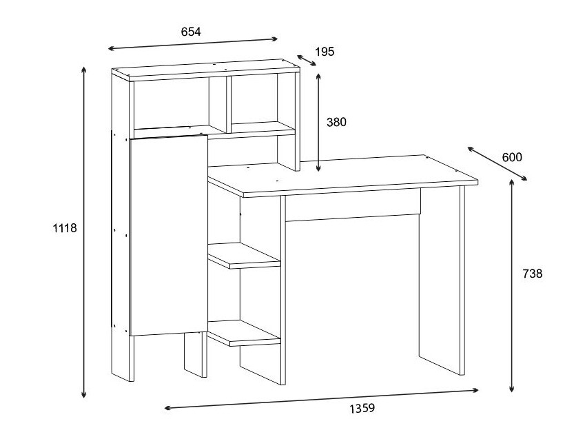 Pisalna miza Kailua 594 (Bela + Hrast)