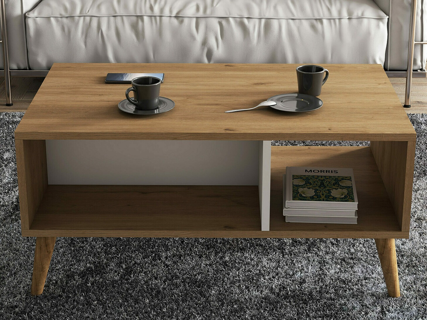 Klubska mizica Nolcava 104 (Bela + Hrast)