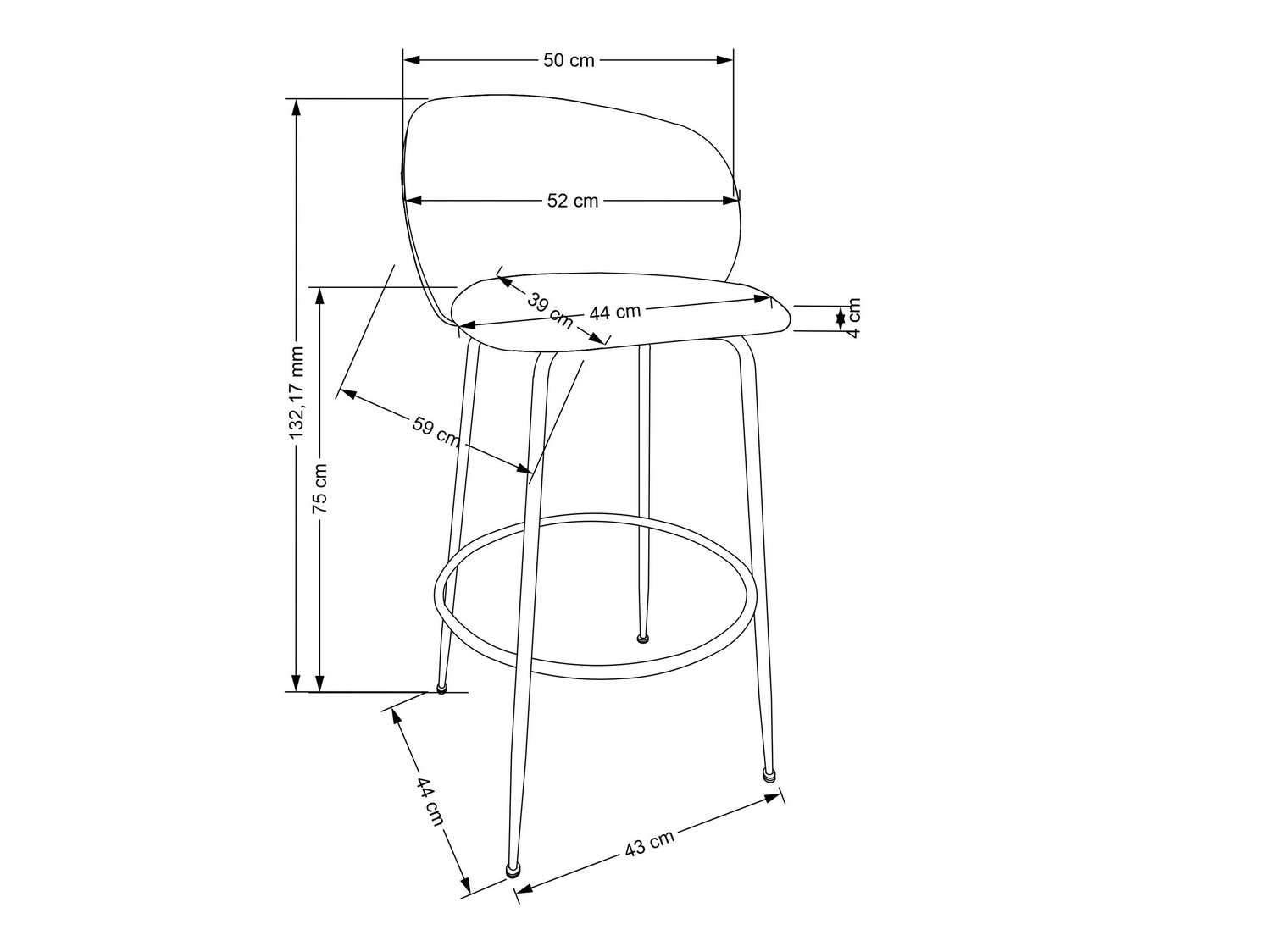 Barski stol Houston 1554 (Krema + Zlata)