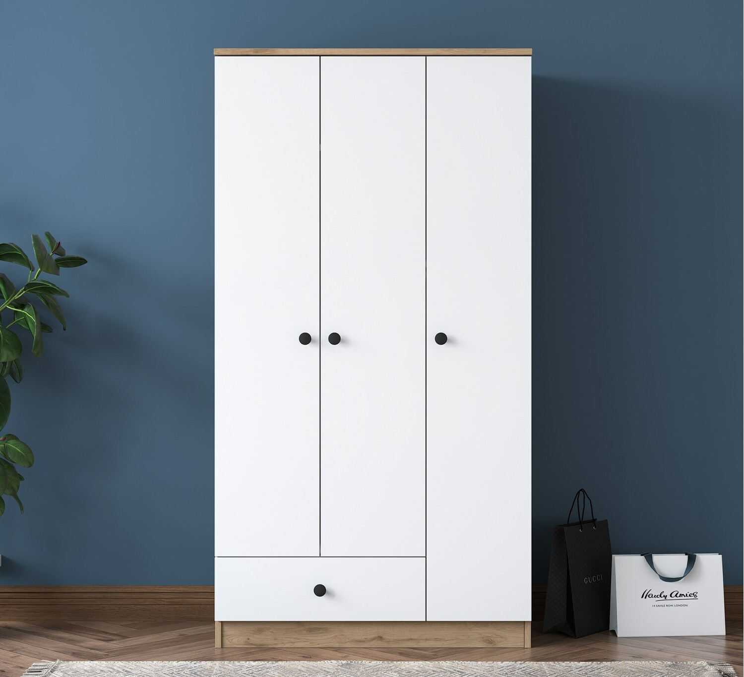 Garderobna omara Kailua 661 (Bela + Oreh)