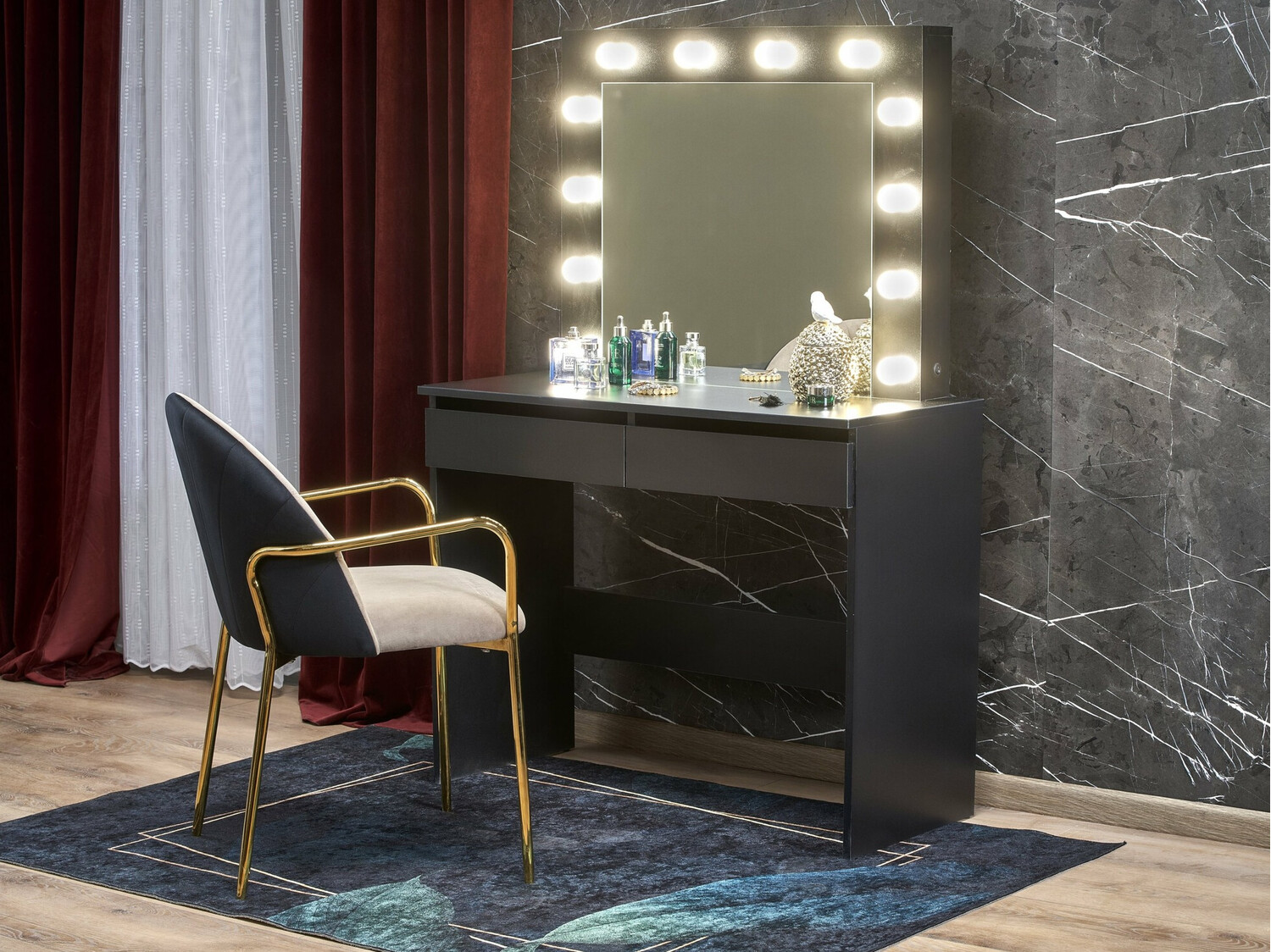 Toaletna mizica Houston 1556 (Črna)