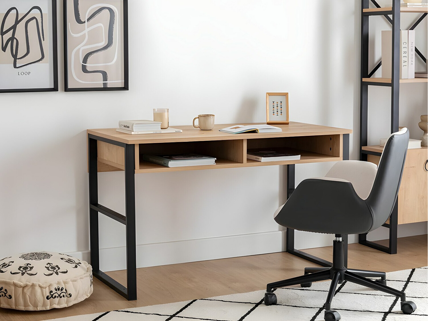 Pisalna miza Kailua 737 (Črna + Svetel les)