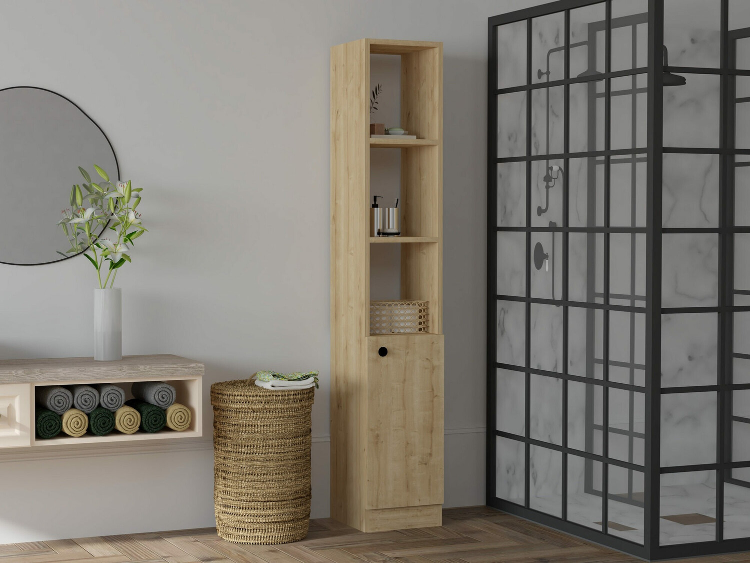 Prostostoječa Kopalniška omarica Kailua 2599 (Svetlo rjava)