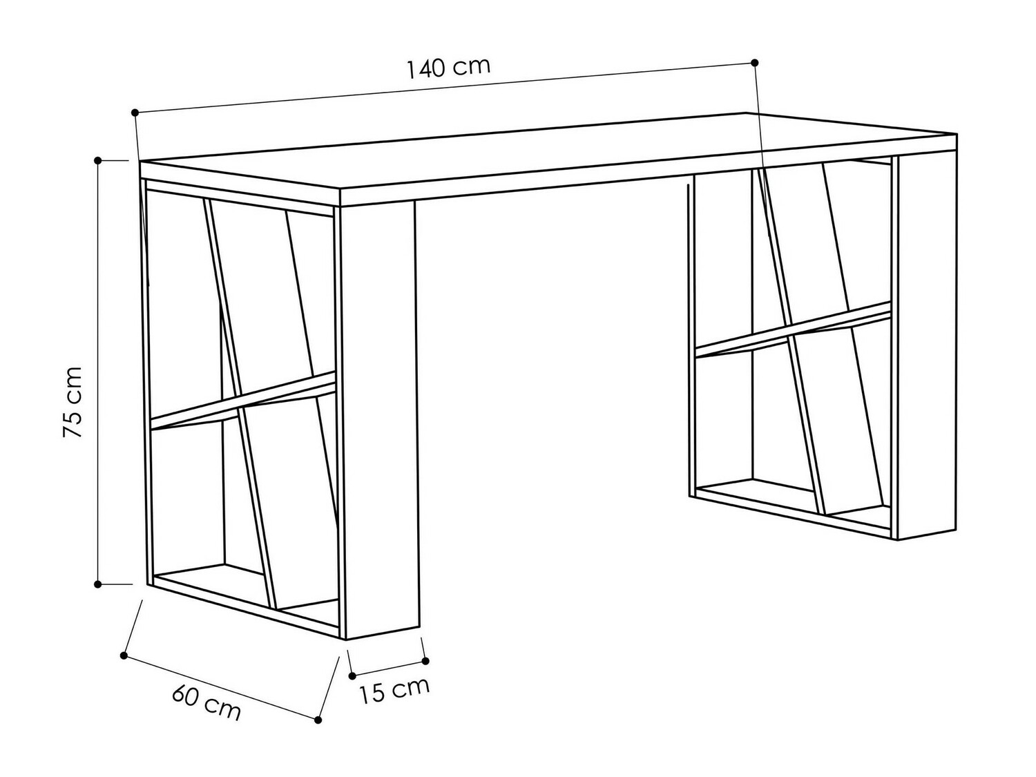 Pisalna miza Kailua 802 (Bela + Antracit)