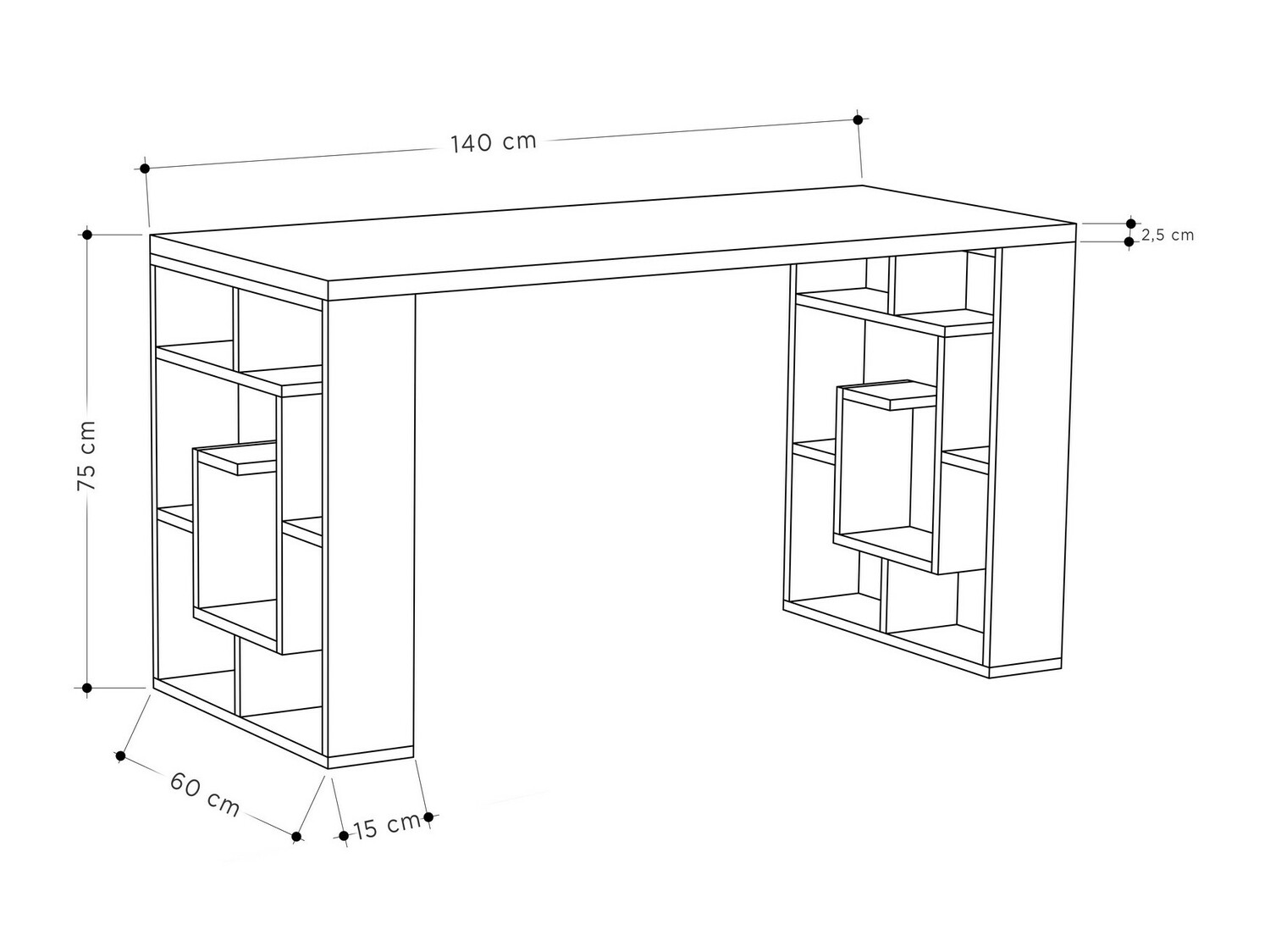 Pisalna miza Kailua 813 (Bela + Temen hrast)