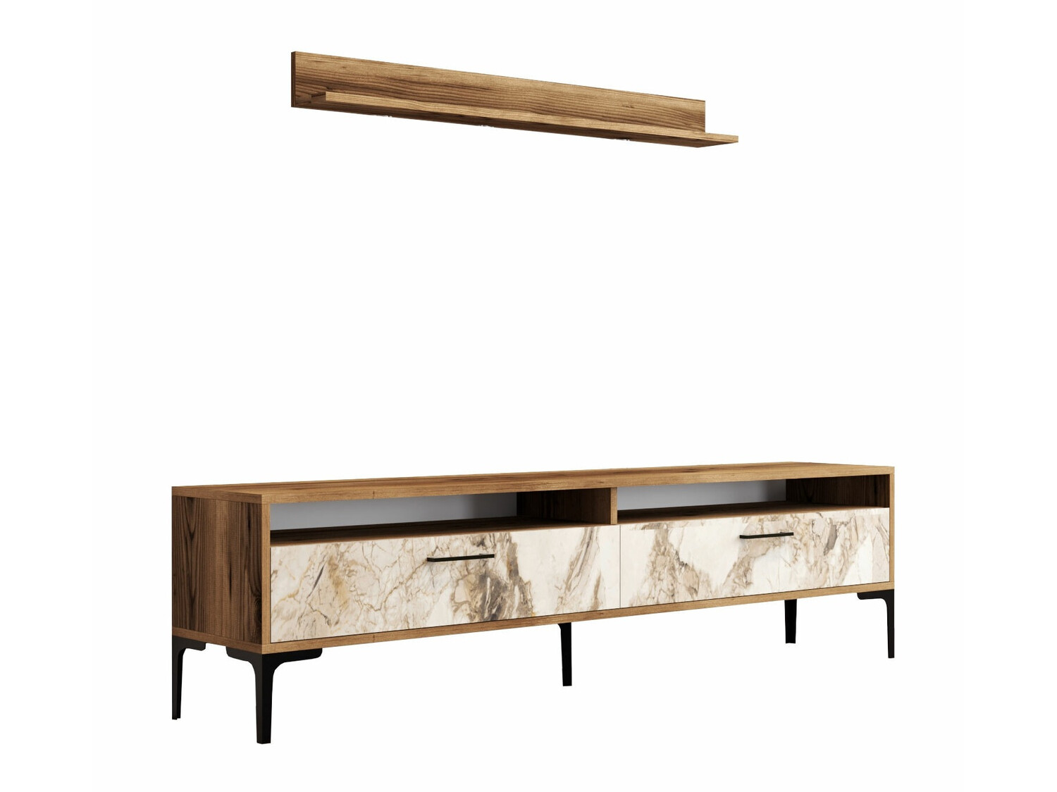 Komplet za dnevno sobo Kailua 857 (Oreh + Beli marmor)