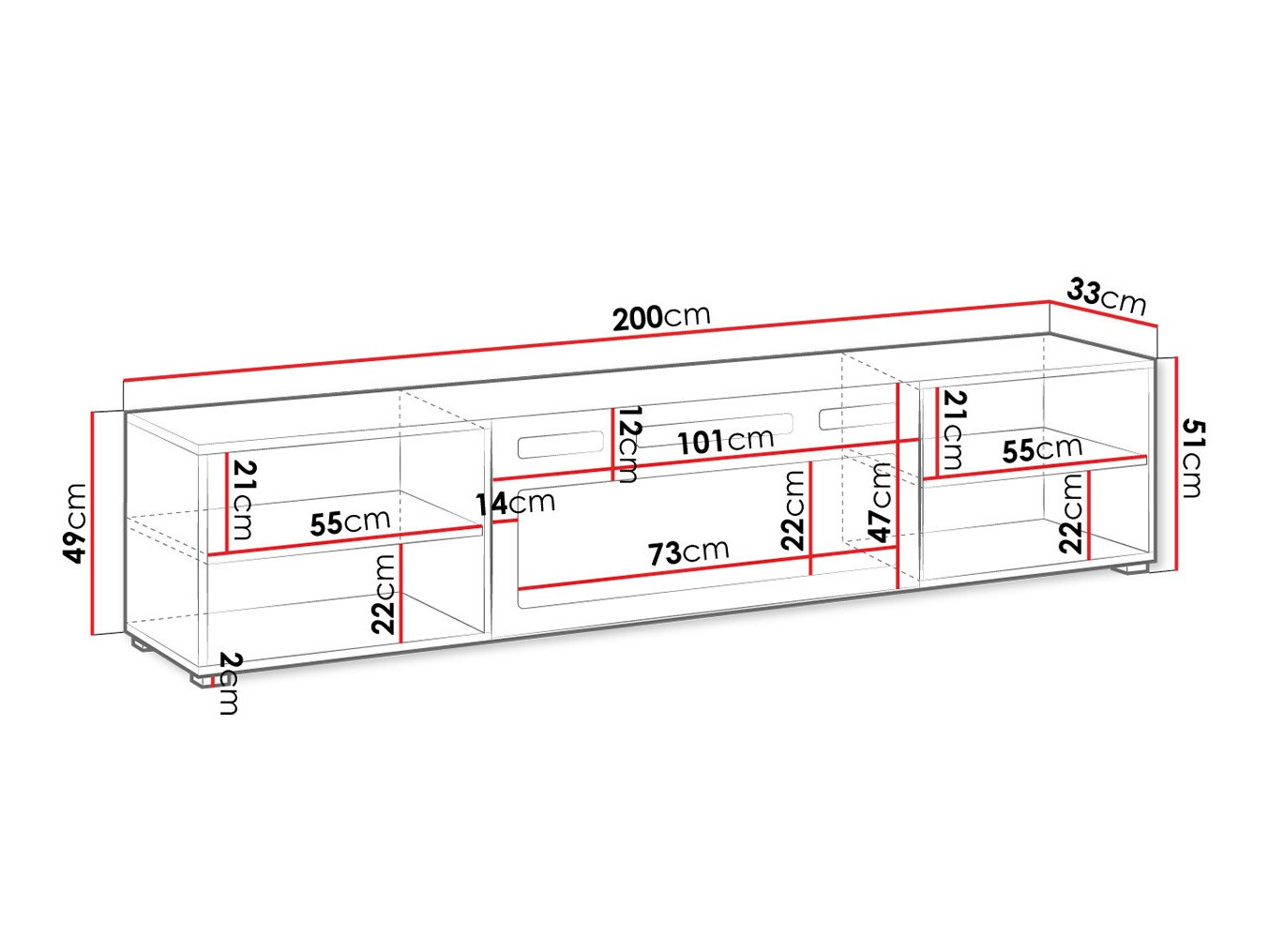 TV-omarica Charlotte 191 (Črna)