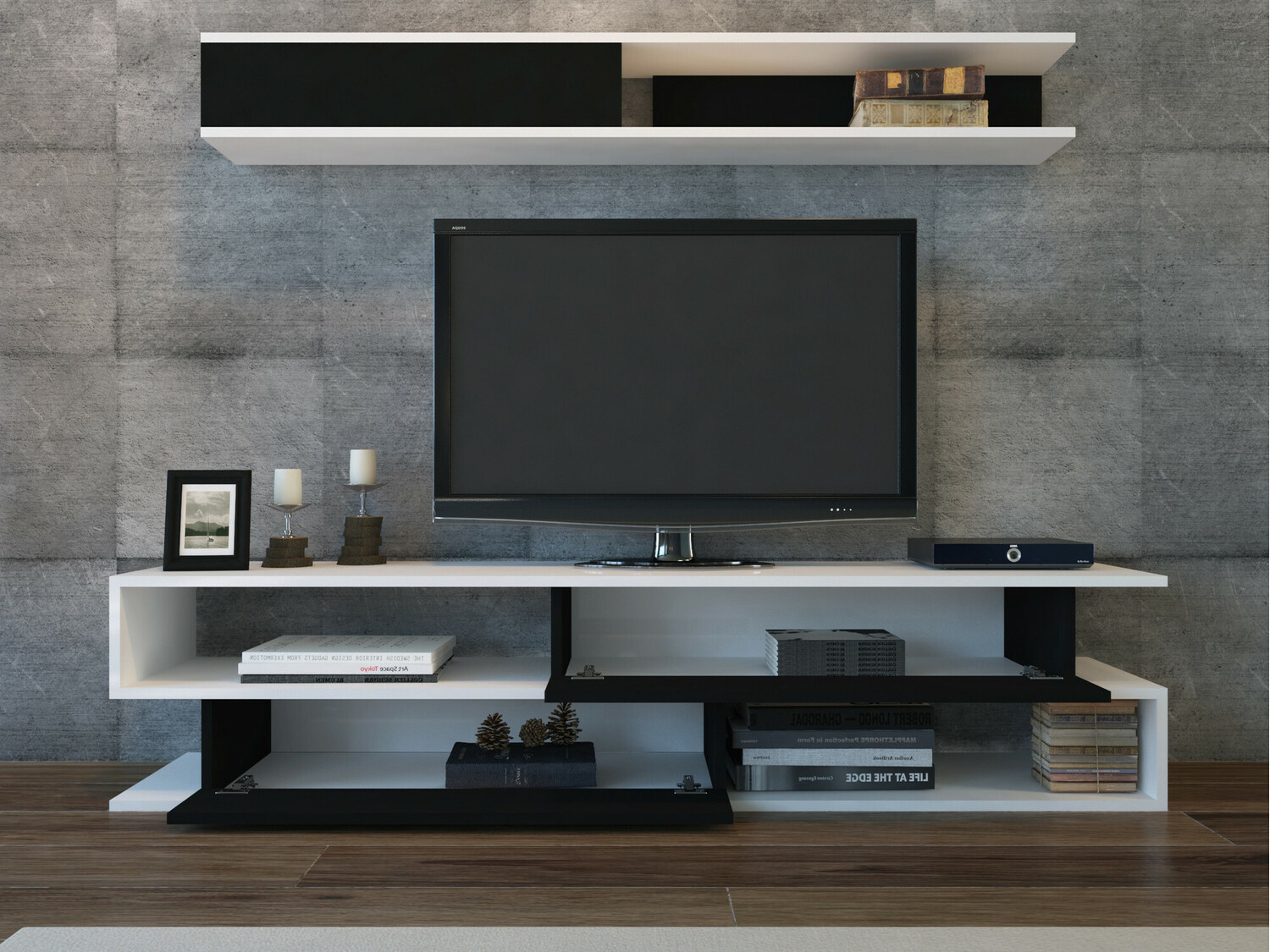 Komplet za dnevno sobo Kailua 904 (Črna + Bela)