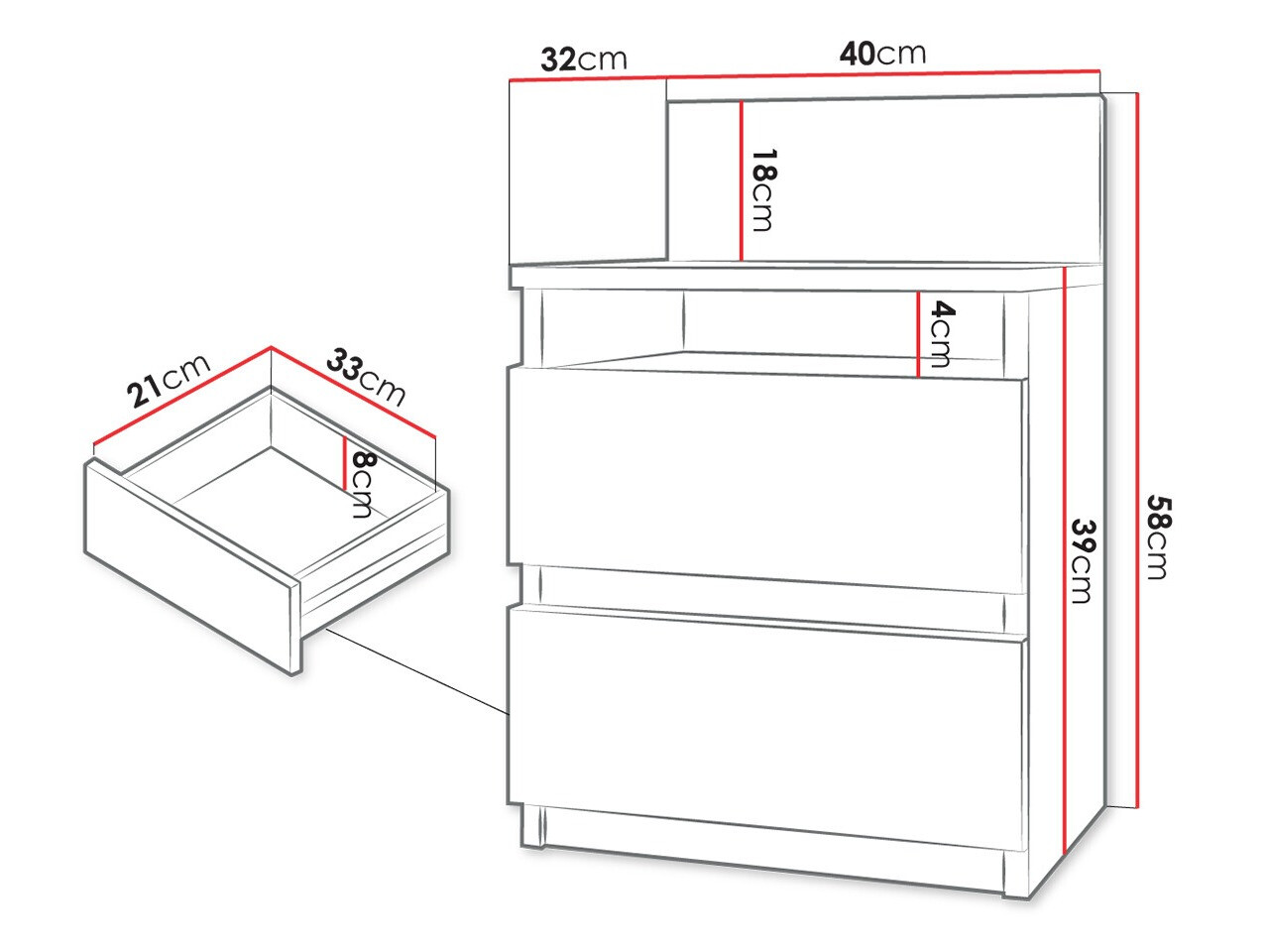 Nočna omarica Comfivo Structor (Bela)