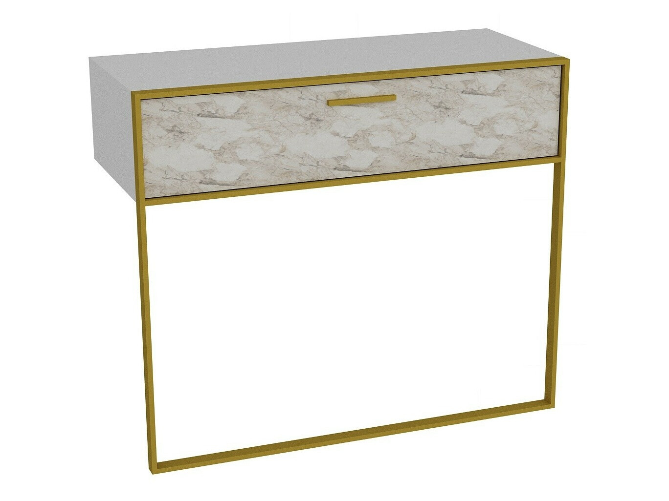 Konzolna miza Kailua 907 (Bela + Beli marmor)
