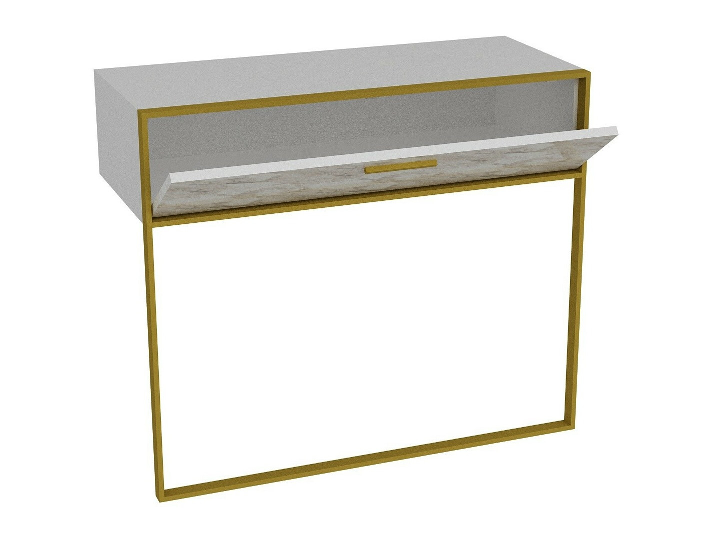 Konzolna miza Kailua 907 (Bela + Beli marmor)