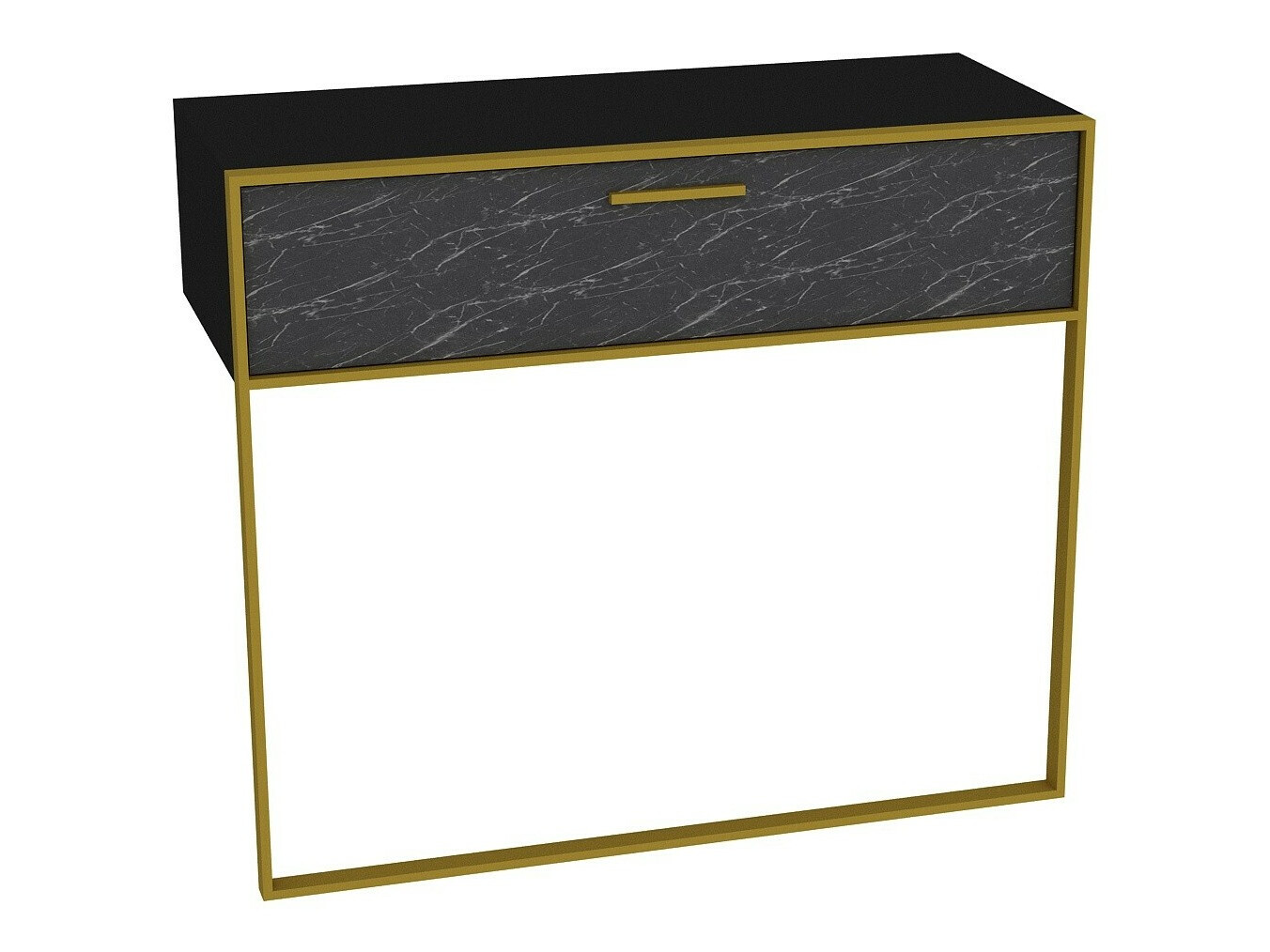 Konzolna miza Kailua 907 (Črna + Črni marmor)
