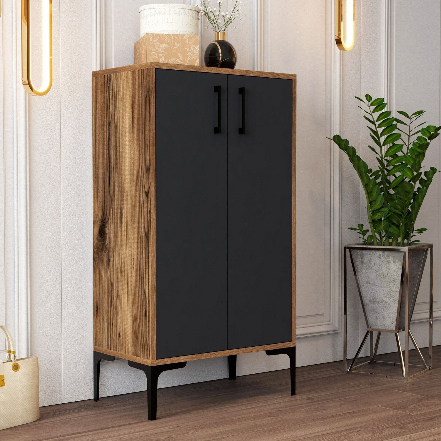 Regal za čevlje Kailua 1075 (Antracit + Oreh)