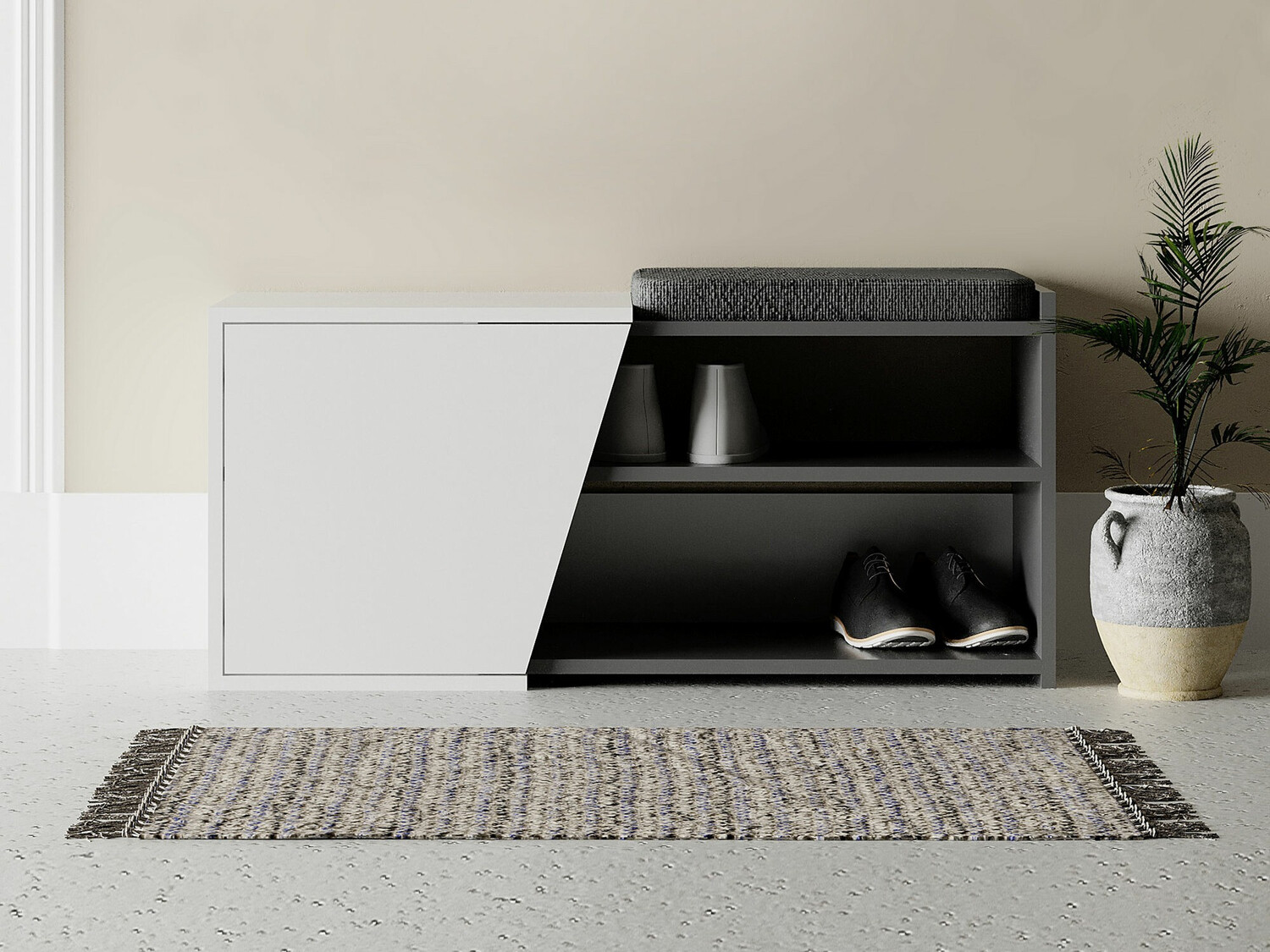 Regal za čevlje Kailua 1081 (Bela + Antracit)