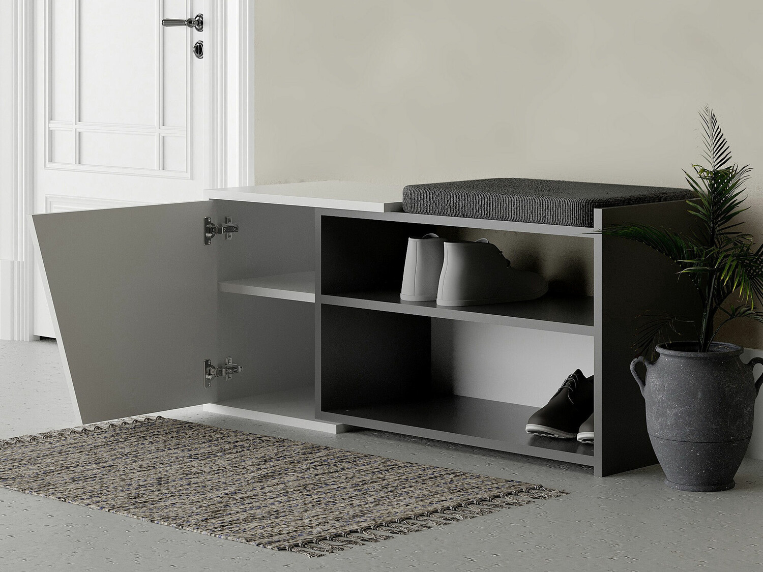 Regal za čevlje Kailua 1081 (Bela + Antracit)