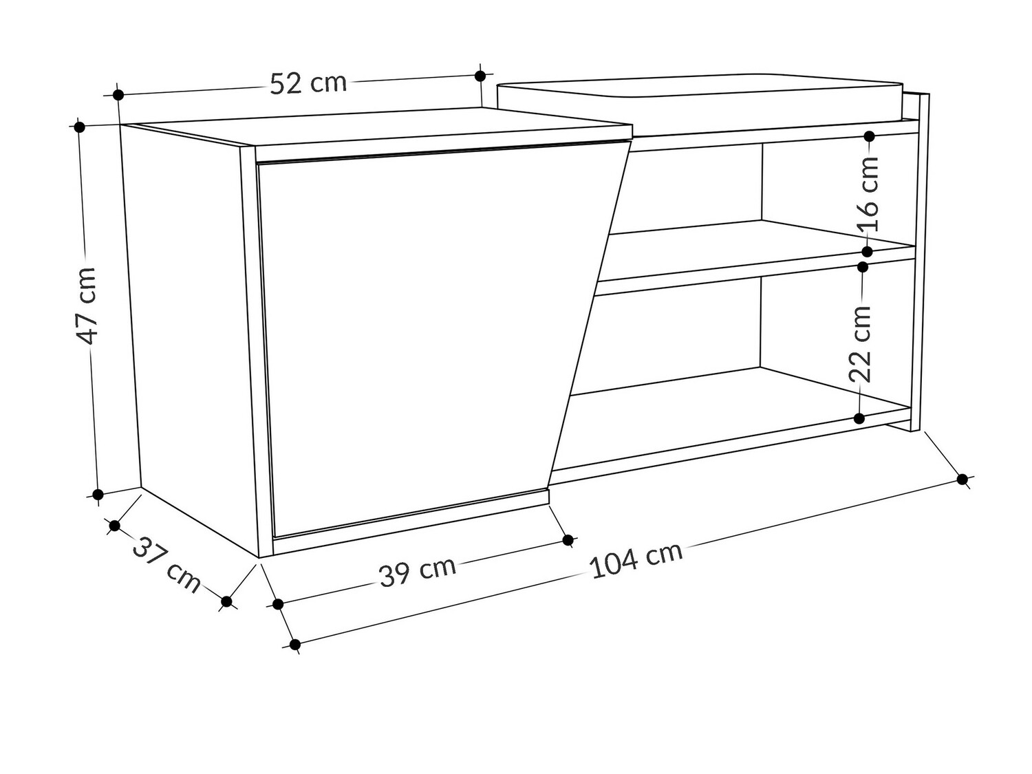 Regal za čevlje Kailua 1081 (Bela + Antracit)