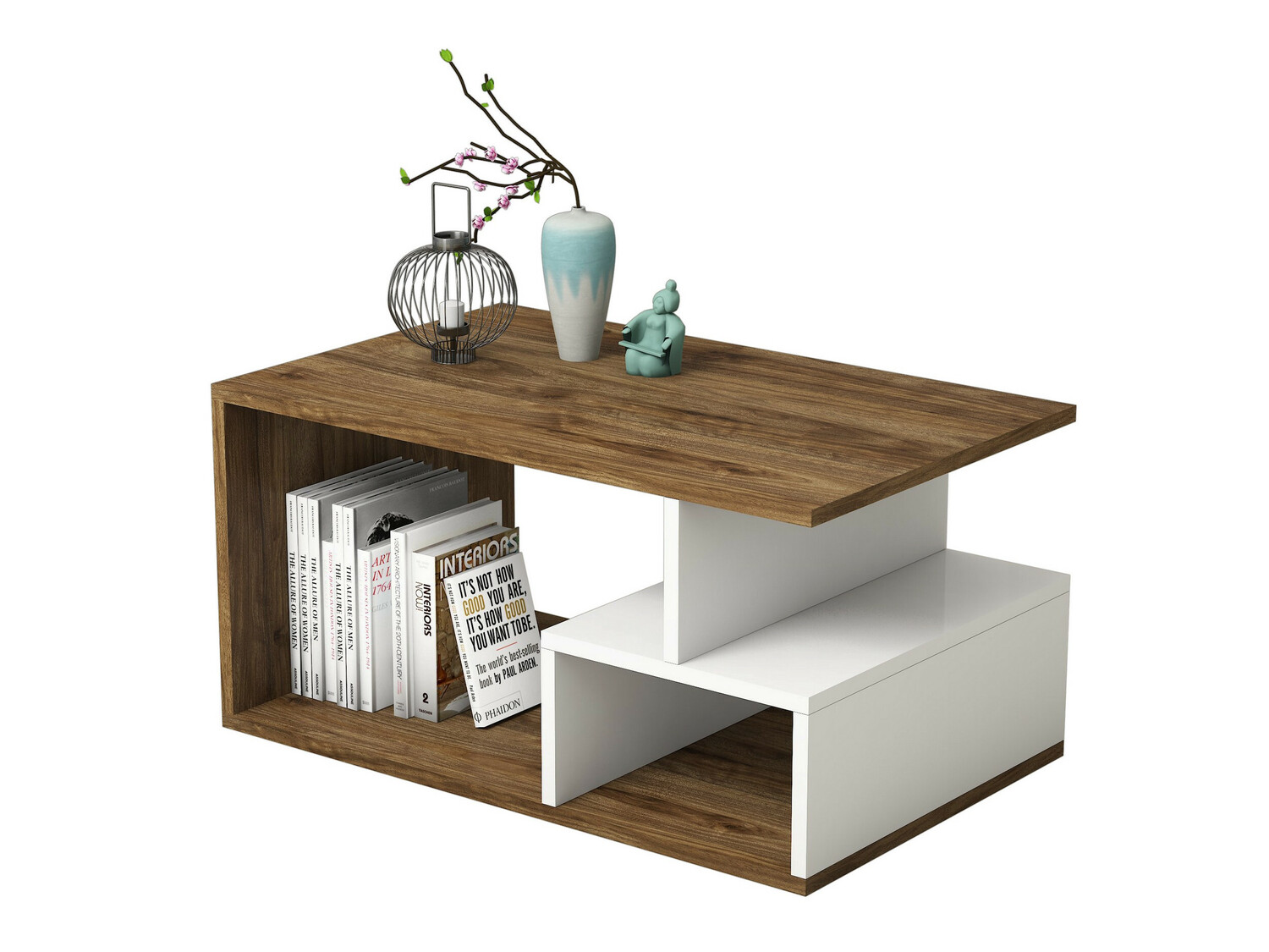 Klubska mizica Kailua 1104 (Bela + Oreh)