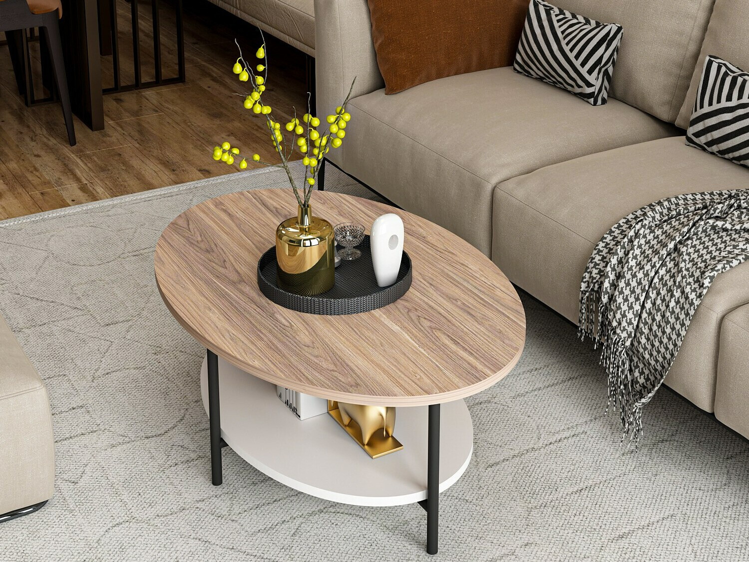 Klubska mizica Kailua 2460 (Bela + Hrast)