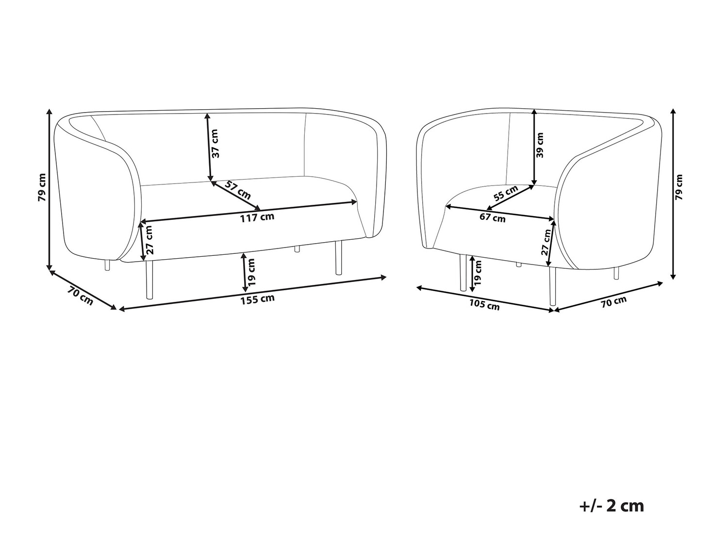 Komplet oblazinjenega pohištva Berwyn 124 (Črna + Zlata)