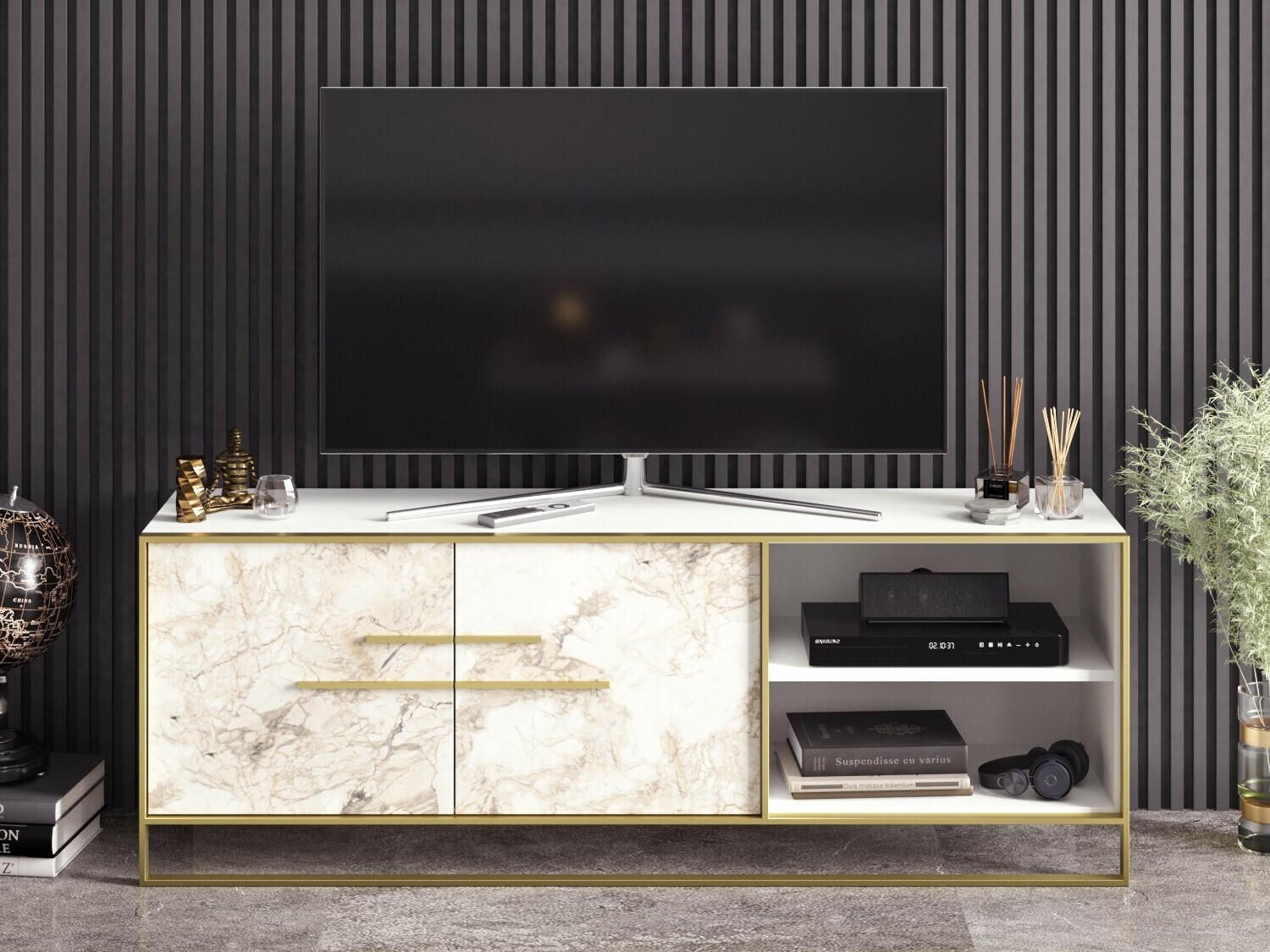 TV-omarica Kailua 1169 (Zlata + Beli marmor)