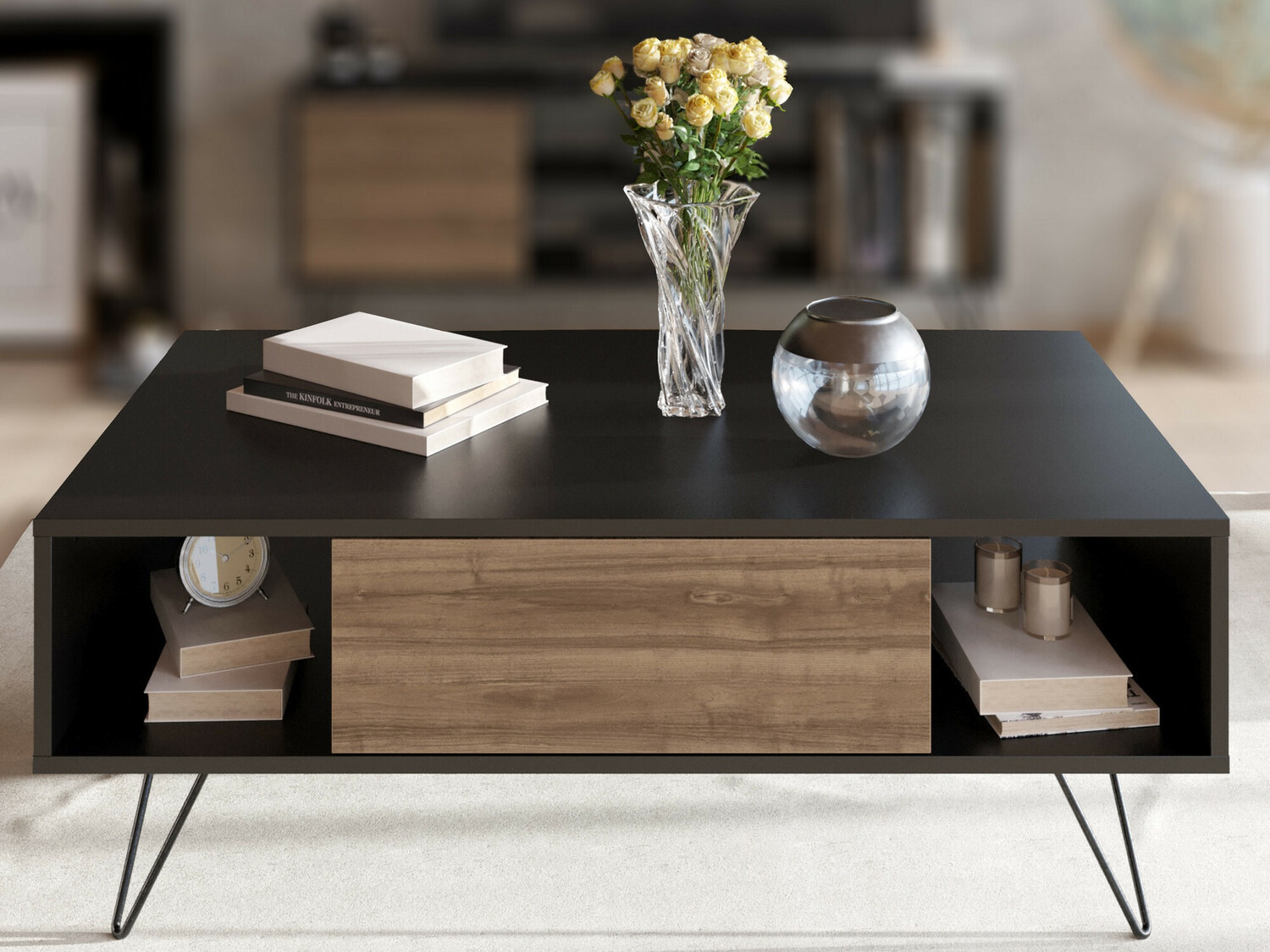 Klubska mizica Kailua 1211 (Črna + Oreh)