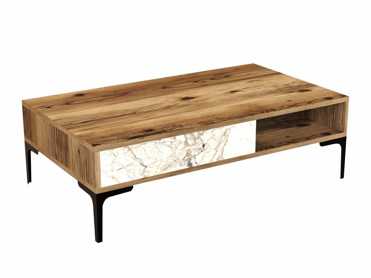 Klubska mizica Kailua 1239 (Oreh + Beli marmor)