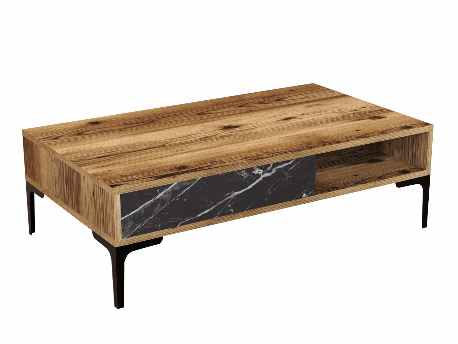 Klubska mizica Kailua 1239 (Oreh + Črni marmor)