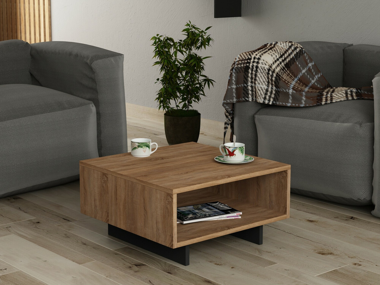 Klubska mizica Kailua 1241 (Antracit + Hrast)