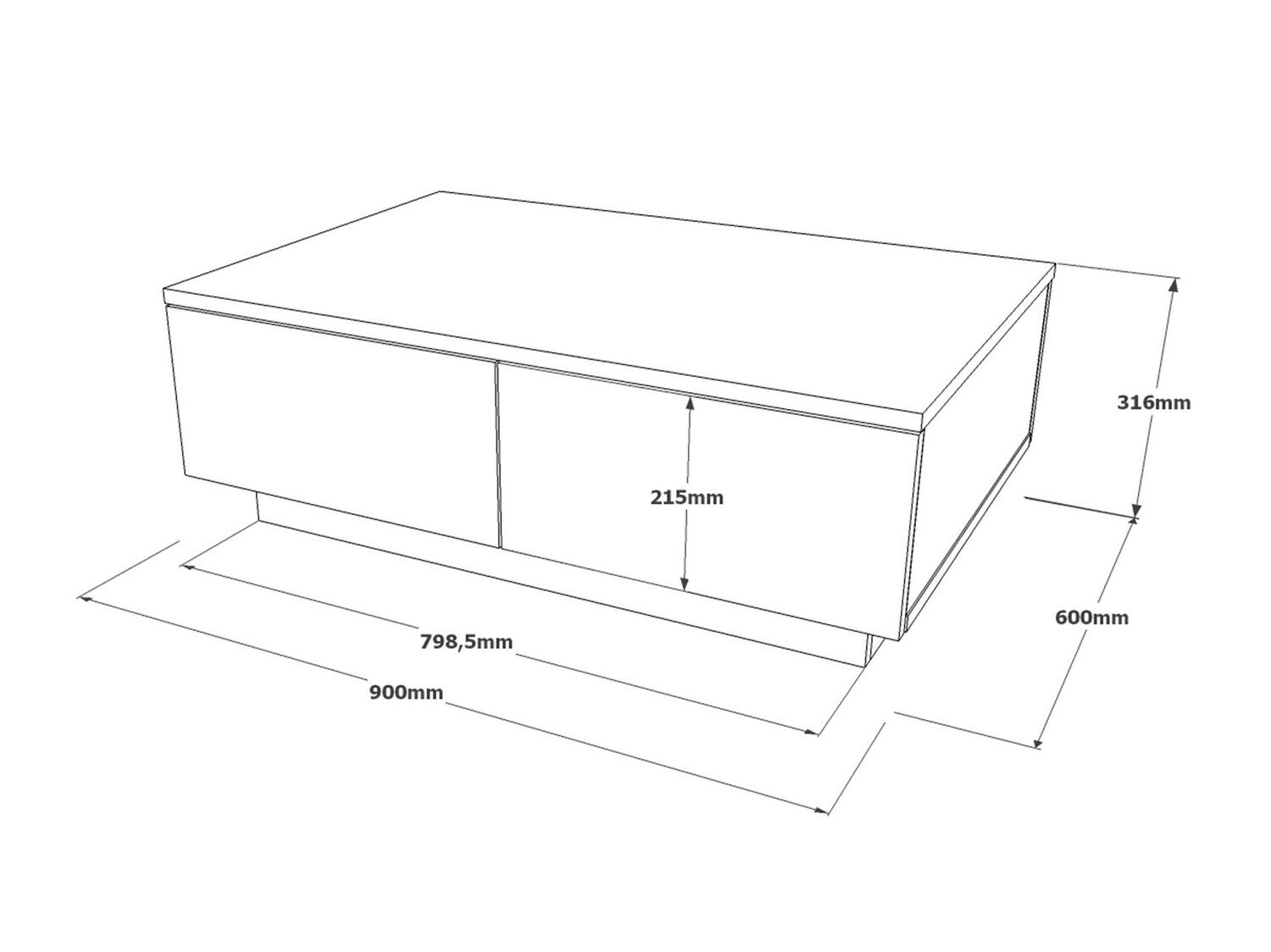 Klubska mizica Kailua 1248 (Antracit + Svetlo siva)