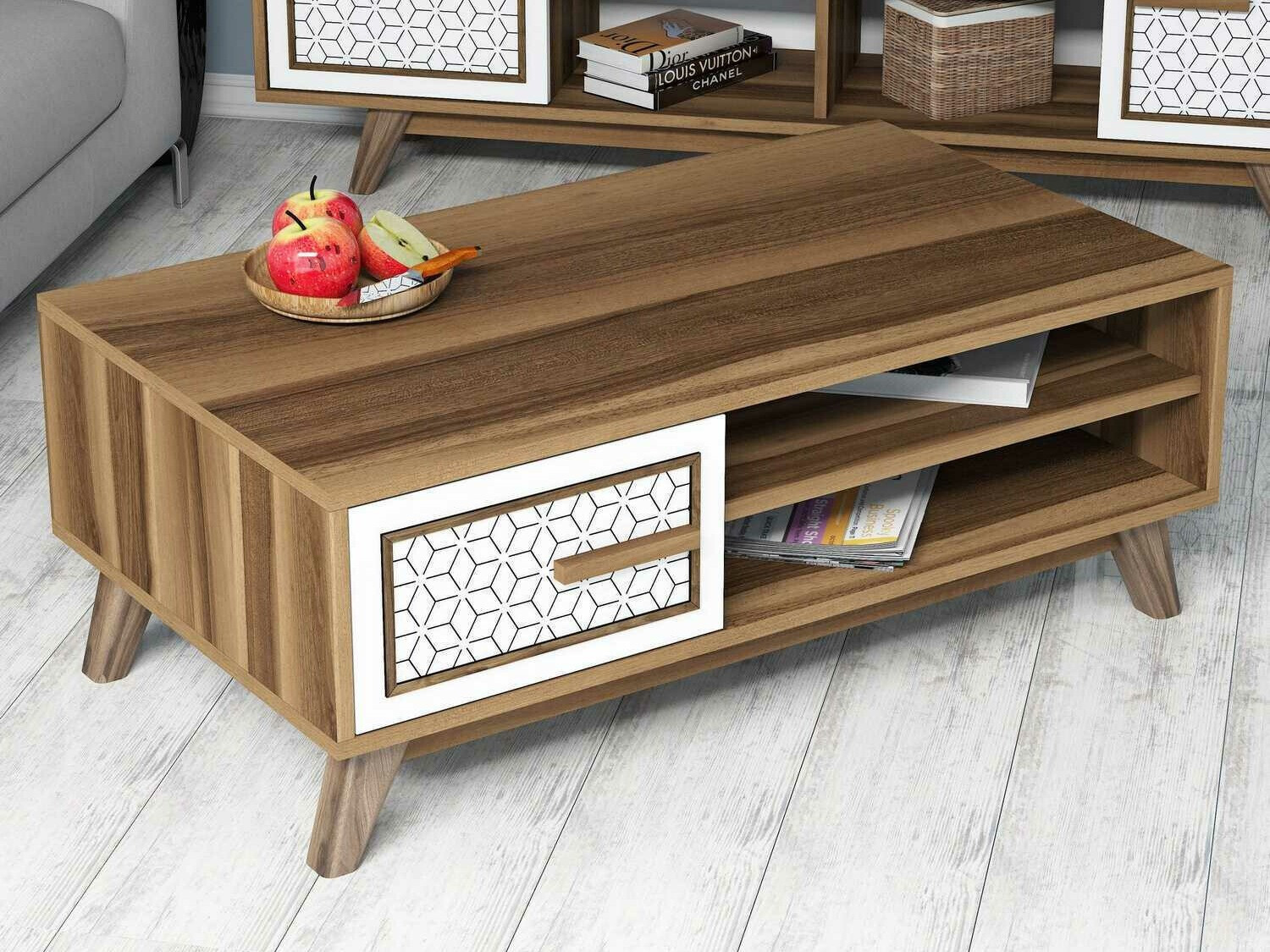 Klubska mizica Kailua 1274 (Bela + Oreh)