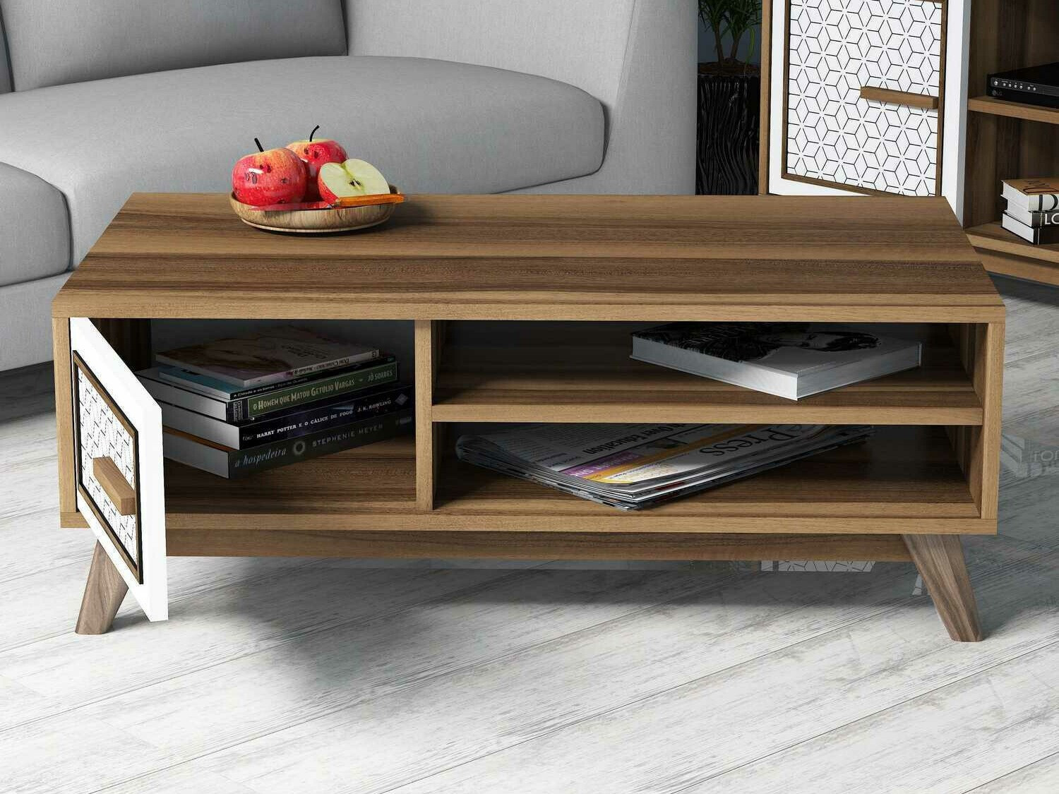 Klubska mizica Kailua 1274 (Bela + Oreh)