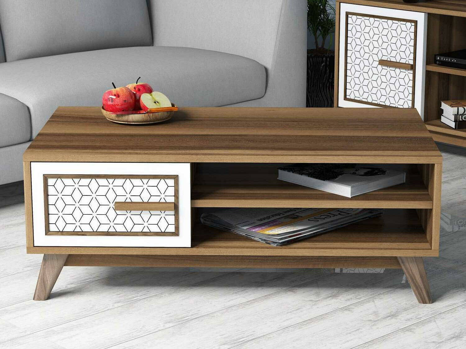 Klubska mizica Kailua 1274 (Bela + Oreh)