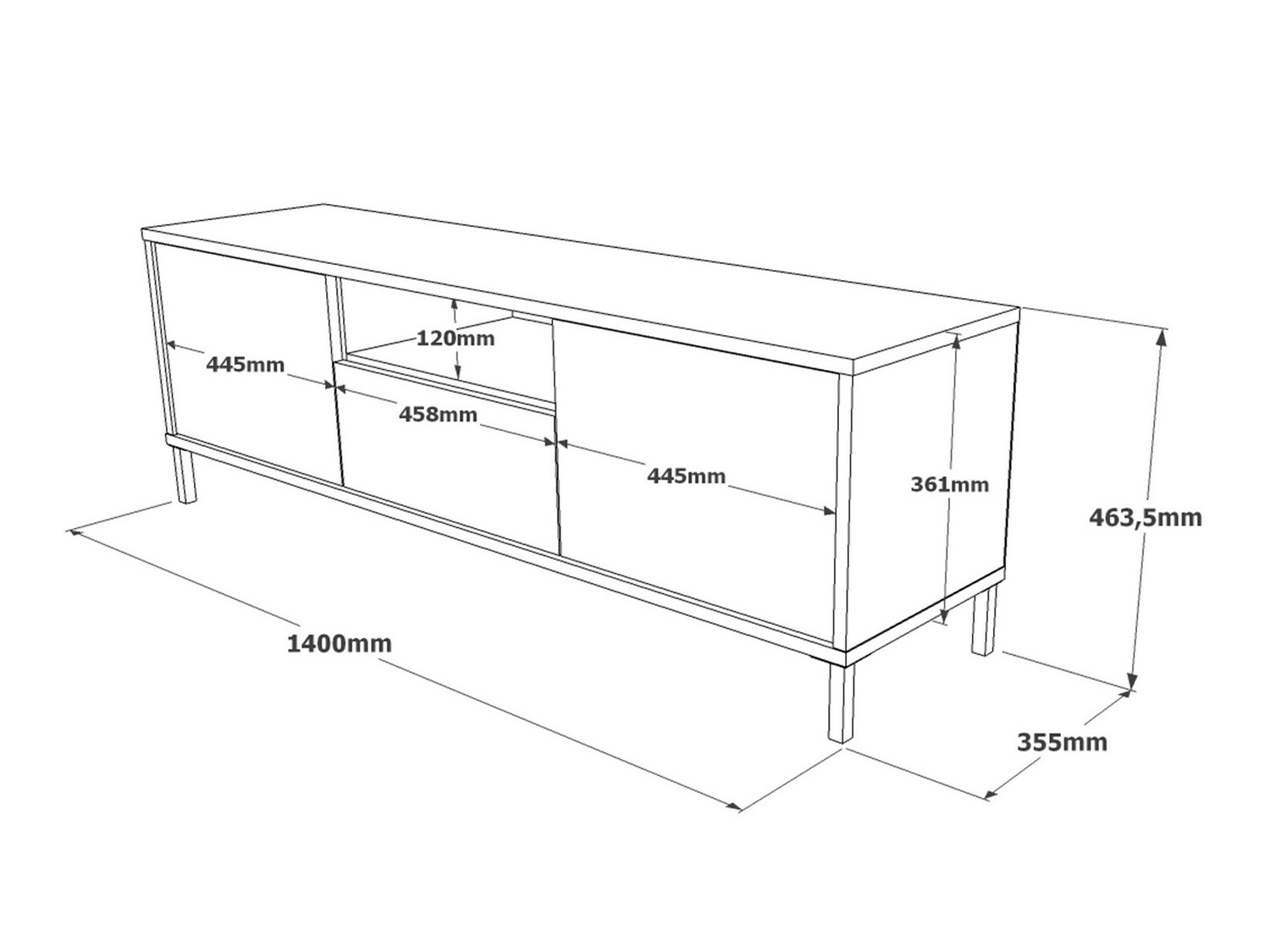 TV-omarica Kailua 1257 (Črna + Siva)