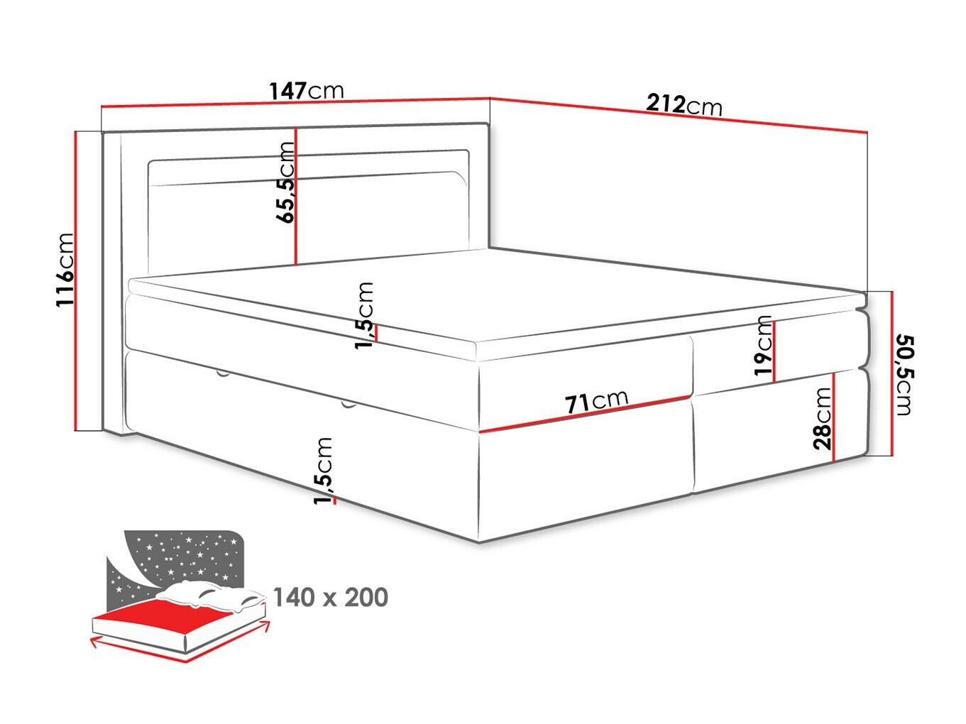 Boxspring postelja ComfiDream 181 (Fresh 11)