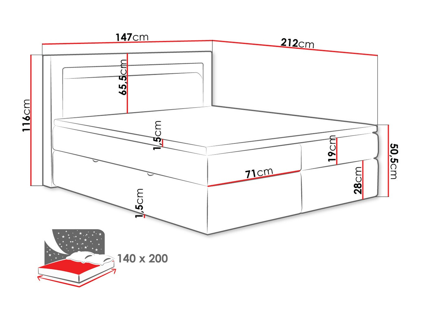 Boxspring postelja ComfiDream 181 (Soft 017)