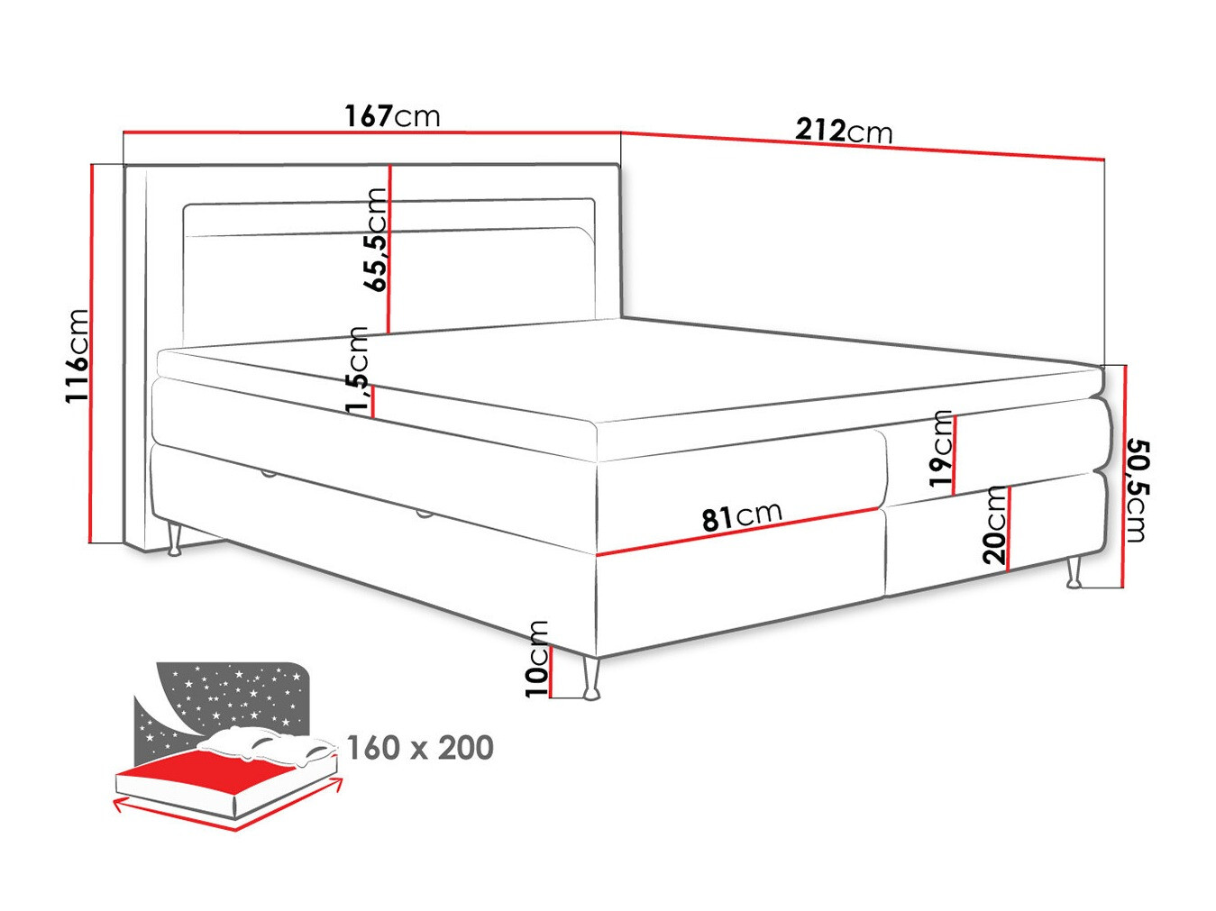 Boxspring postelja ComfiDream Celara (Fresh 13)