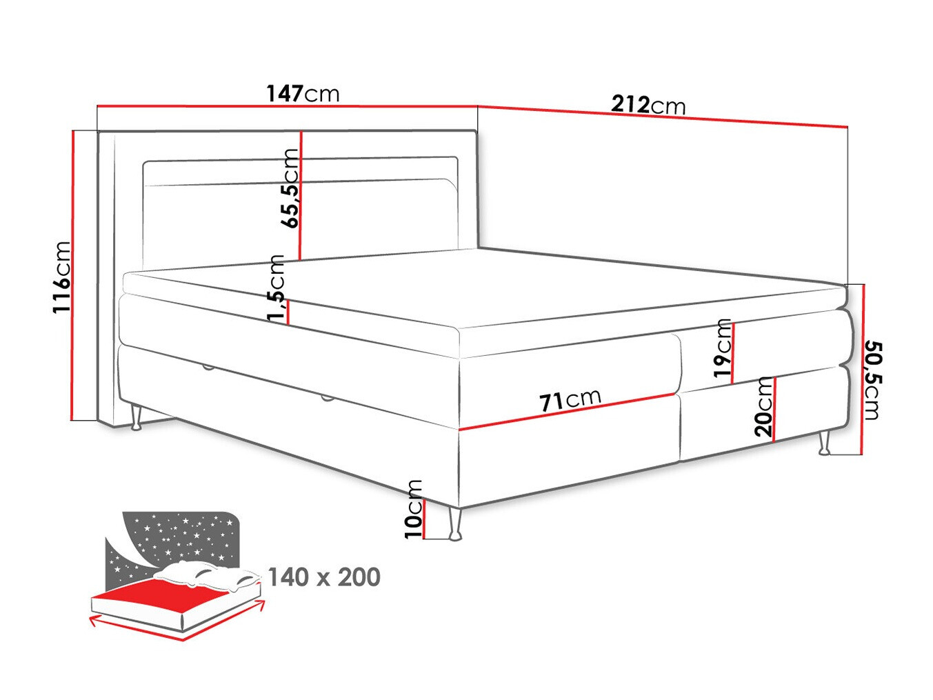 Boxspring postelja ComfiDream Celara (Soft 011)
