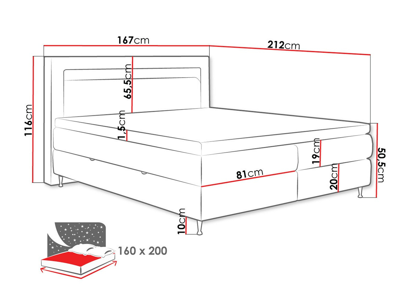 Boxspring postelja ComfiDream Celara (Soft 011)