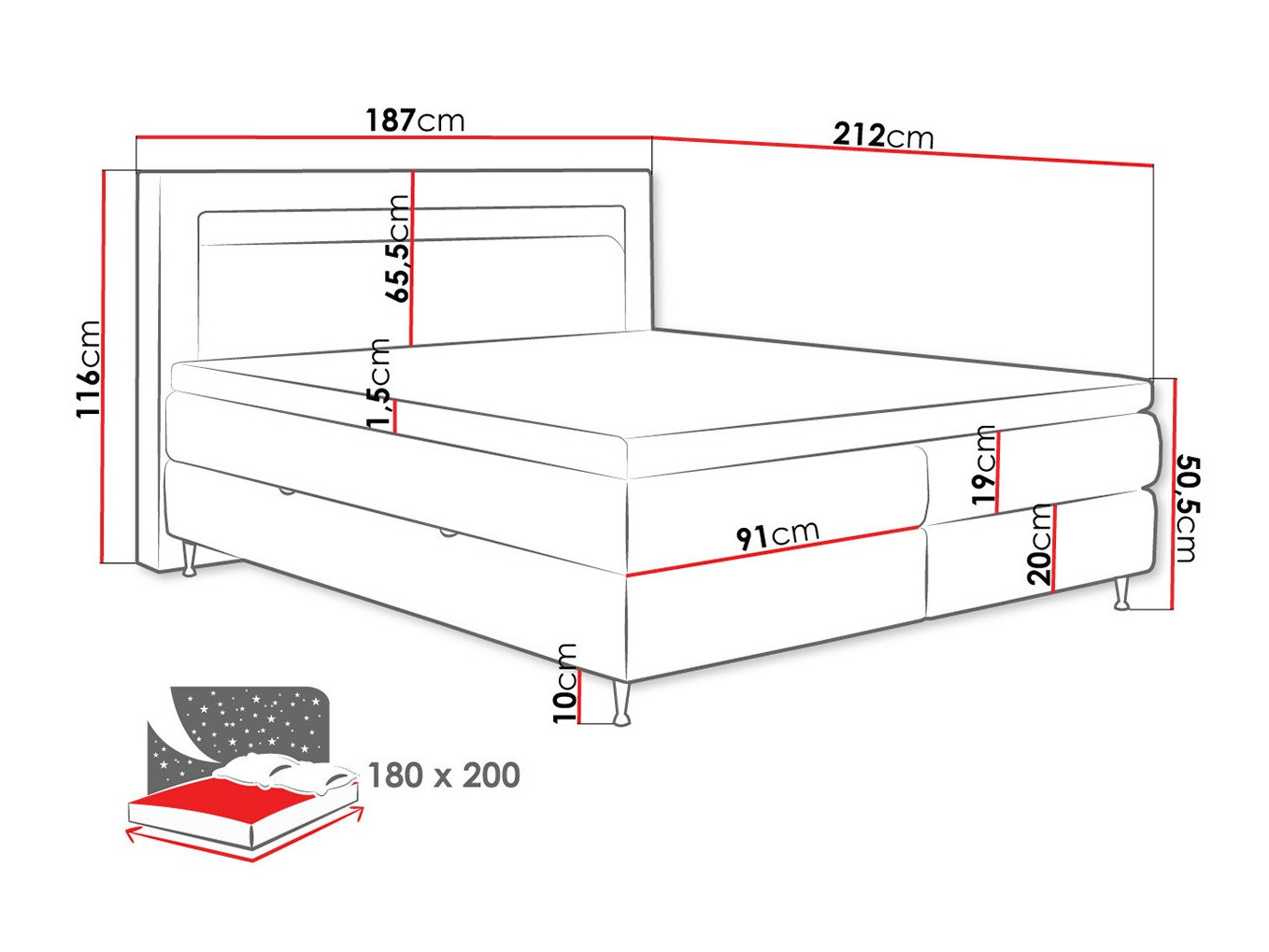 Boxspring postelja ComfiDream Celara (Soft 011)