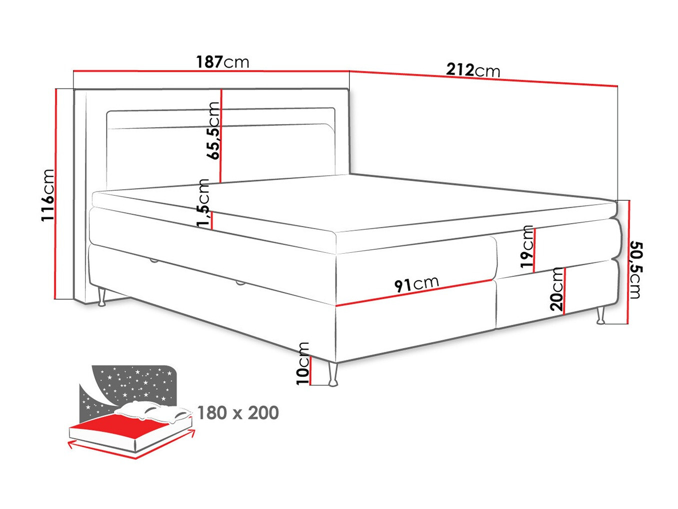 Boxspring postelja ComfiDream Celara (Soft 017)
