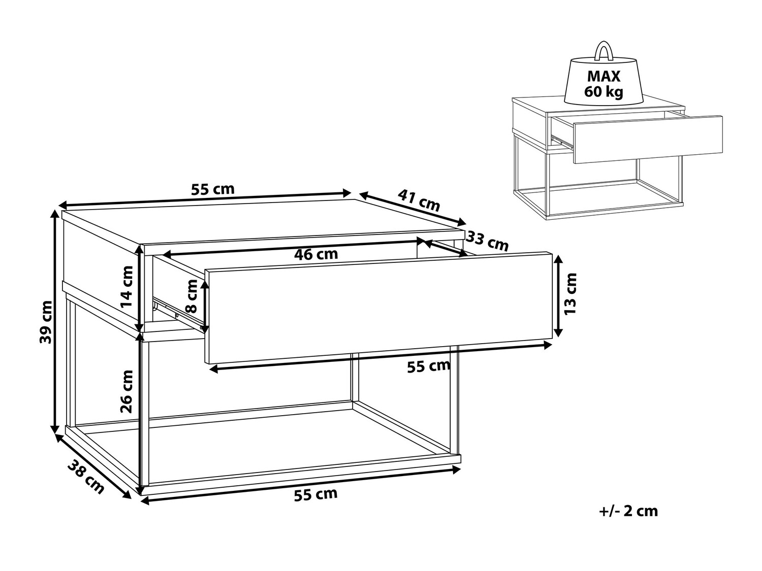 Nočna omarica Berwyn 158 (Temno rjava + Črna)