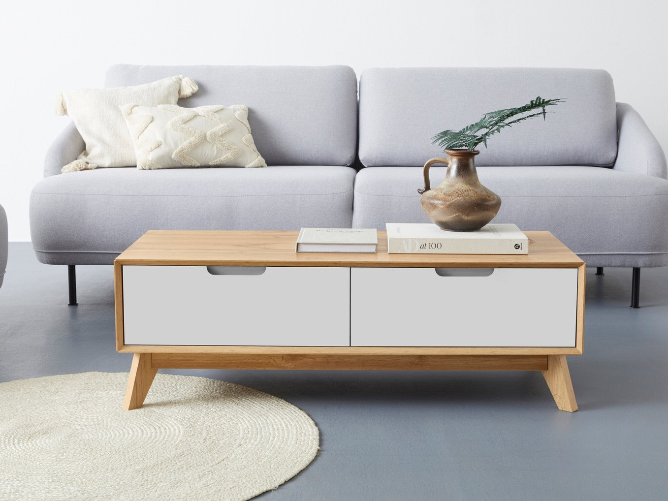 Klubska mizica Dorvou 103 (Bela + Hrast)